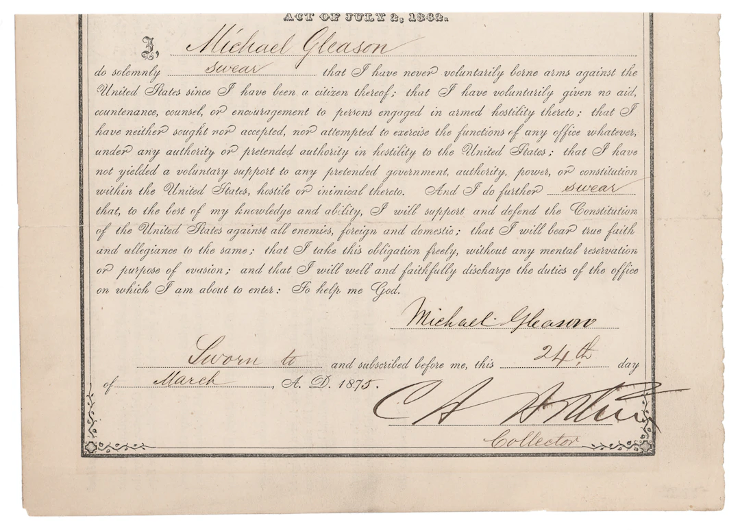 Chester A. Arthur Document Signed as Collector of the Port of New York