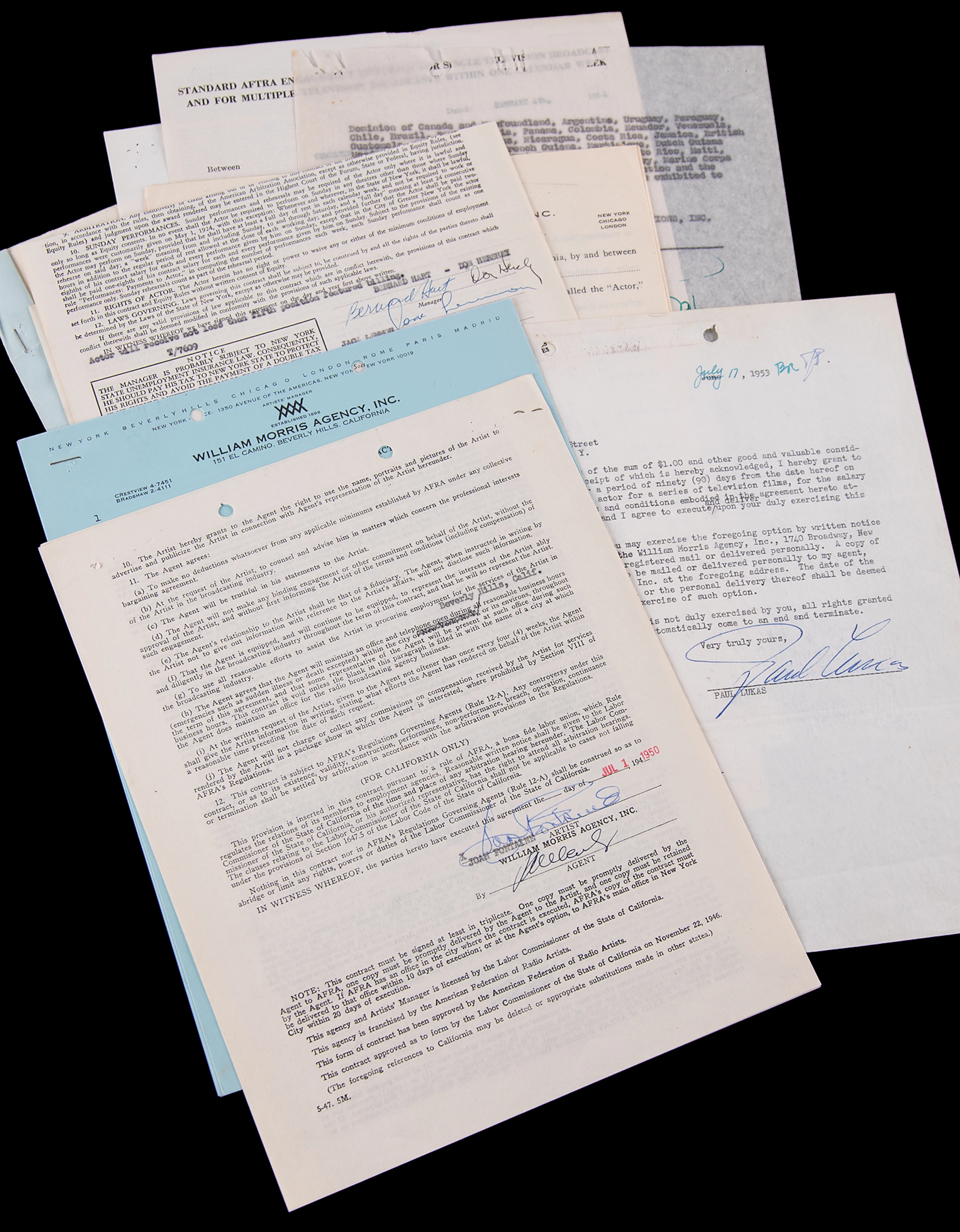 Academy Award Winners for Best Actor/Actress (9) Documents Signed