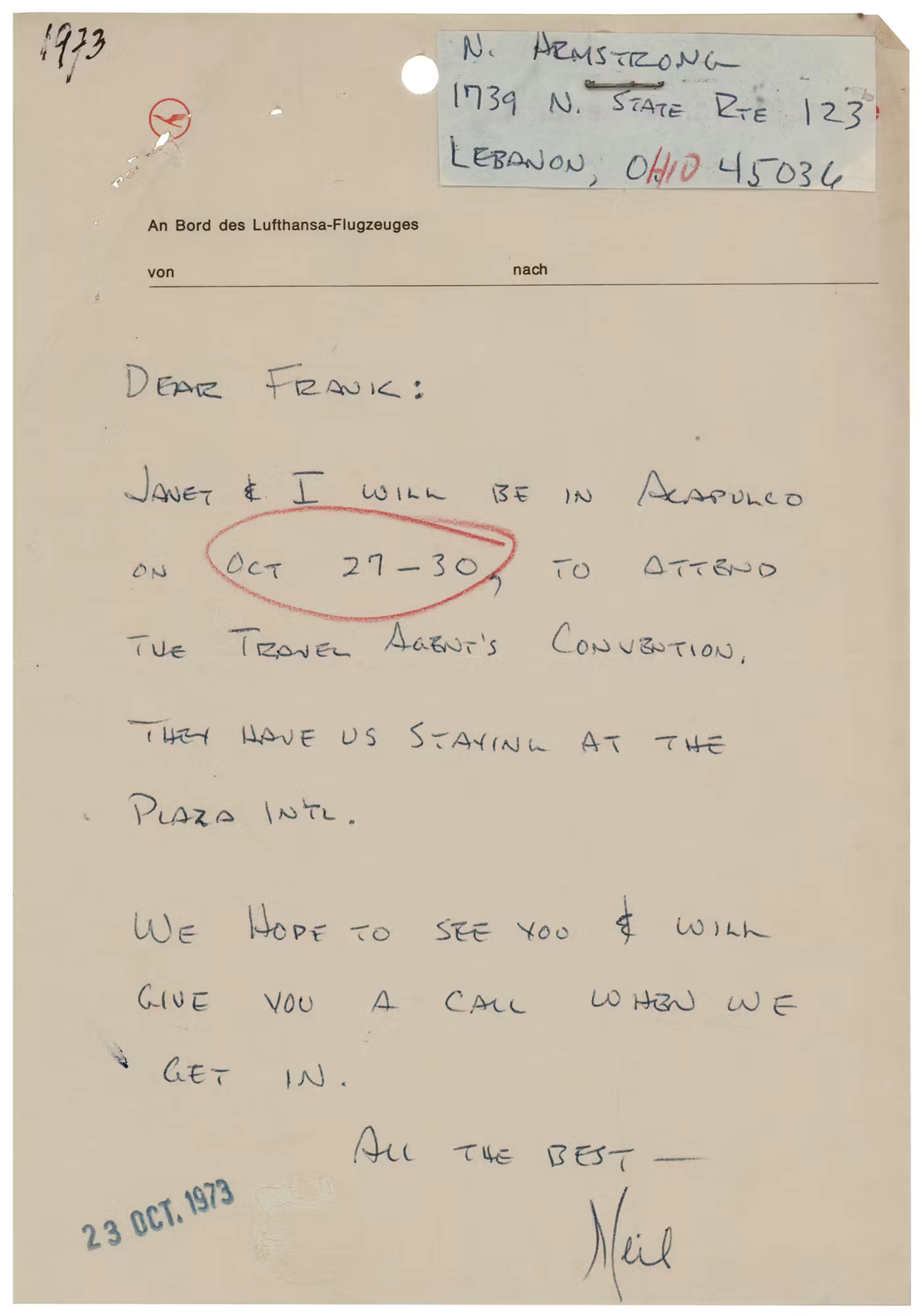 Neil Armstrong Autograph Letter Signed