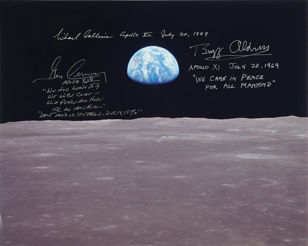 Apollo Astronauts: Aldrin, Collins, and Cernan Oversized Signed Photograph