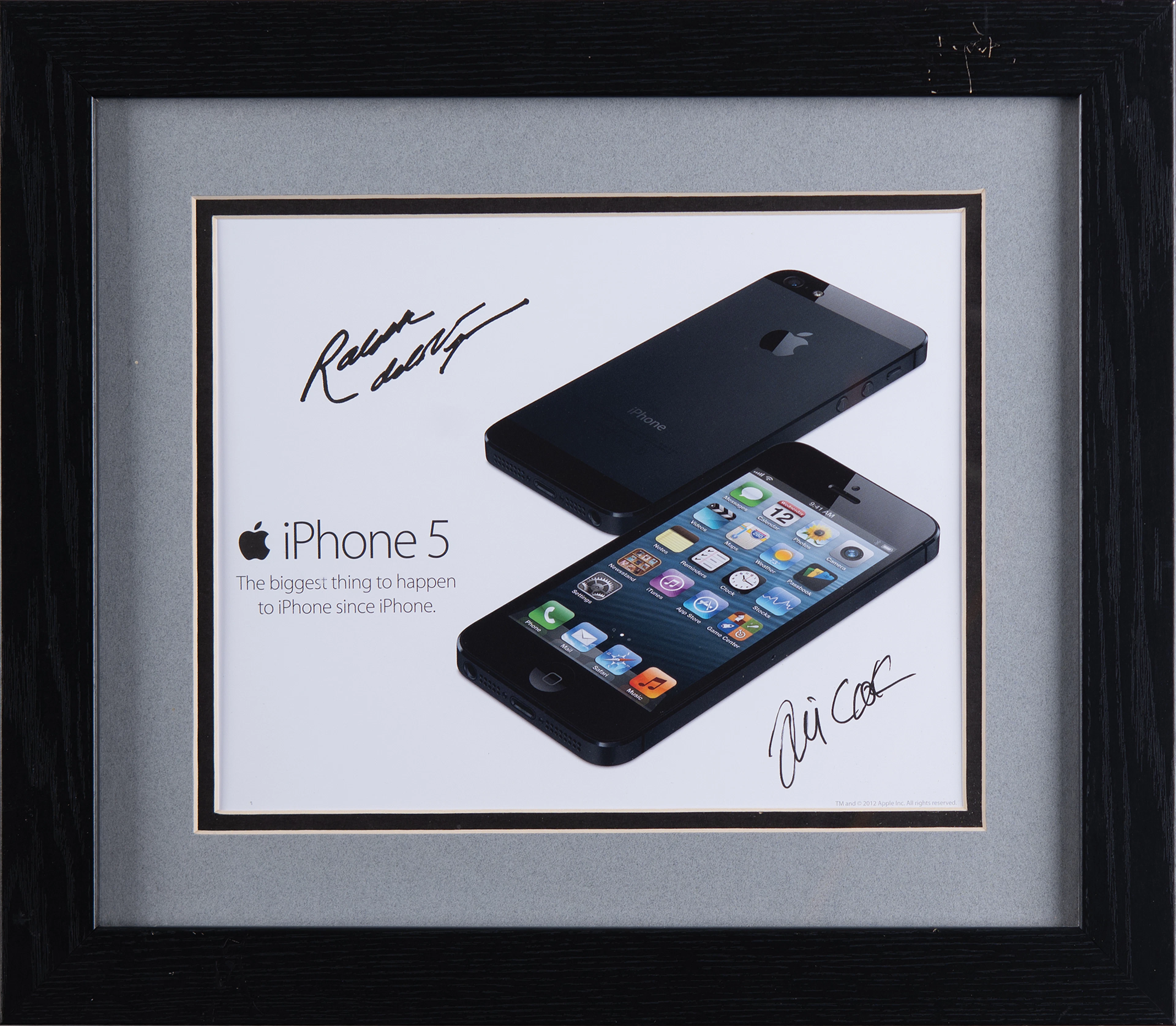 Tim Cook and Ralph De La Vega Signed iPhone 5 Launch Poster