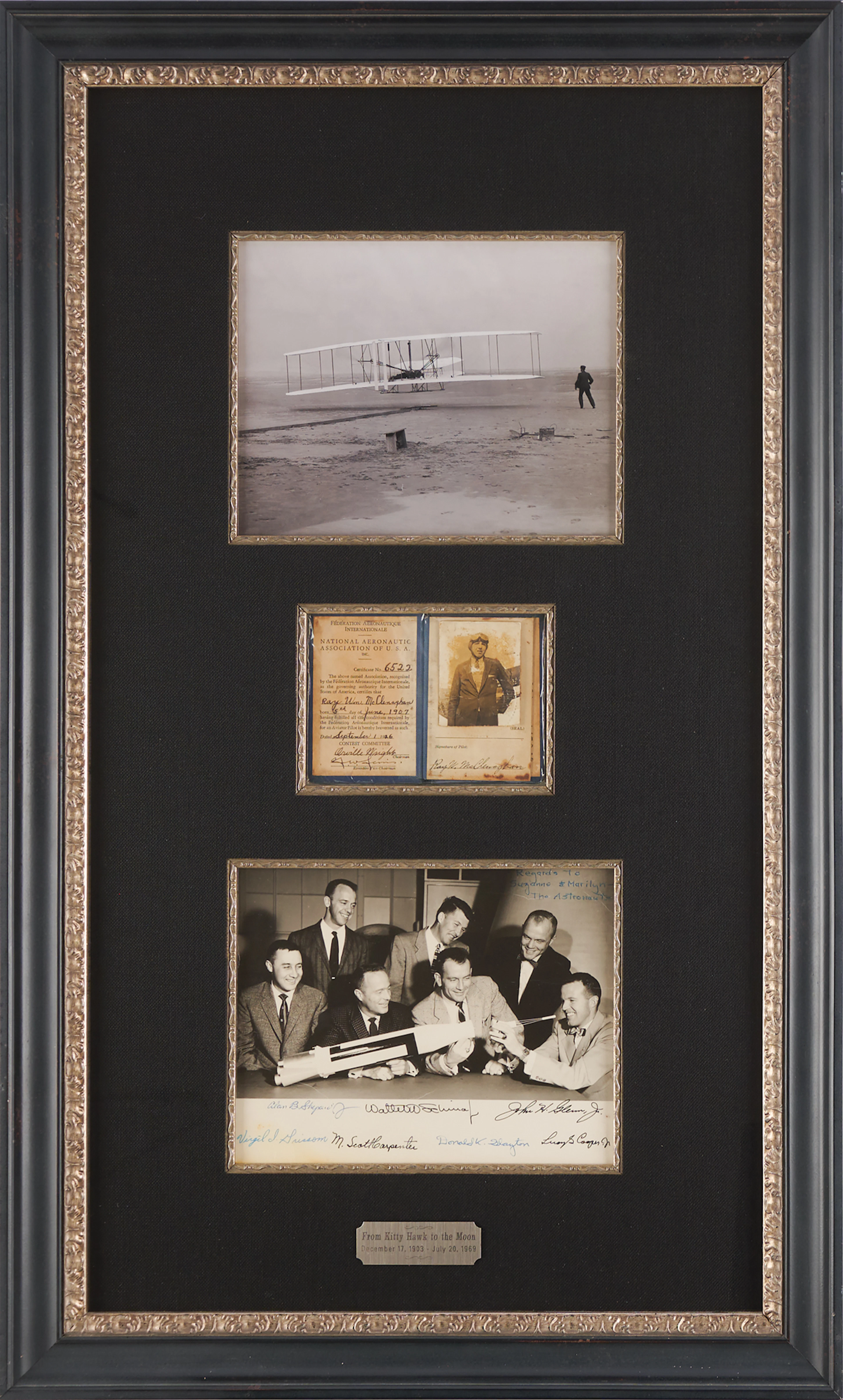 Mercury Seven Fully Signed Photograph and Orville Wright Signed 1926