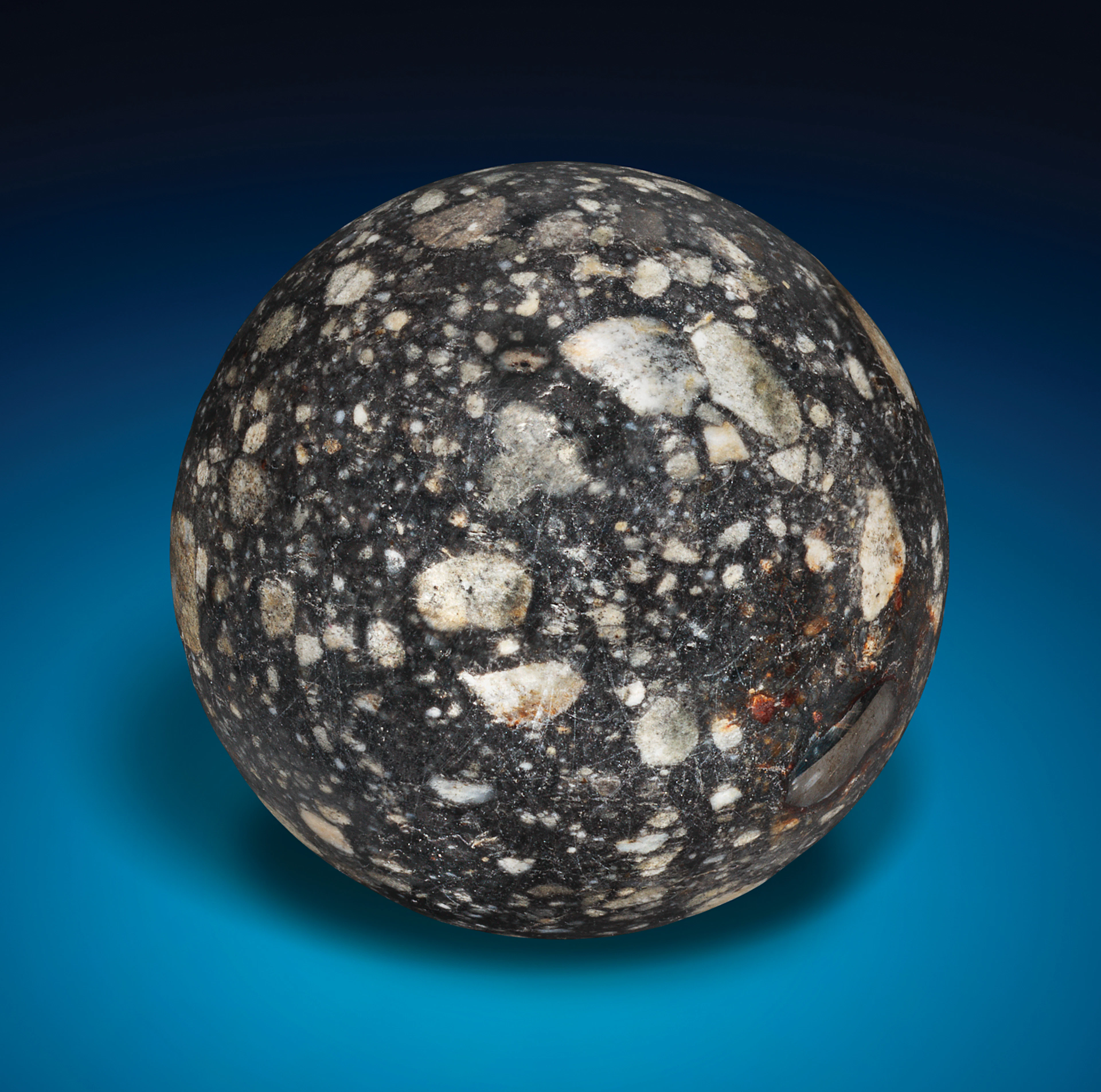 NWA 12691 — Lunar Meteorite Rendered as a 1.5˝ Sphere
