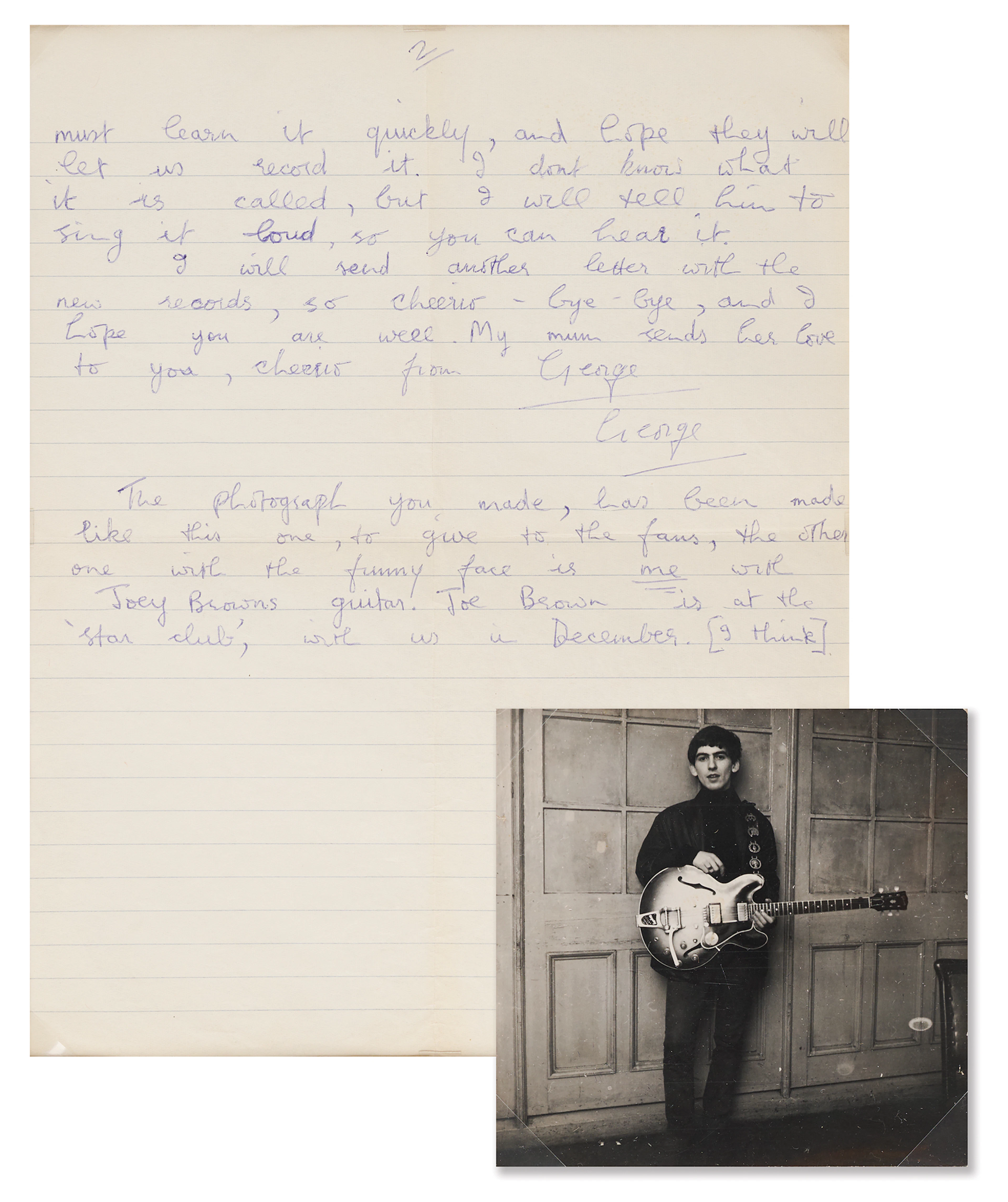 Beatles: George Harrison Twice-Signed Partial Autograph Letter to