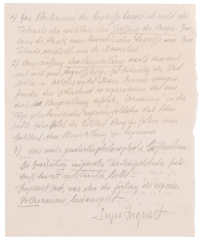 Arthur Seyss-Inquart Autograph Manuscript Signed at Nuremberg, Defending