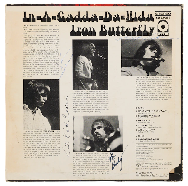 Iron Butterfly Signed Album - In-A-Gadda-Da-Vida