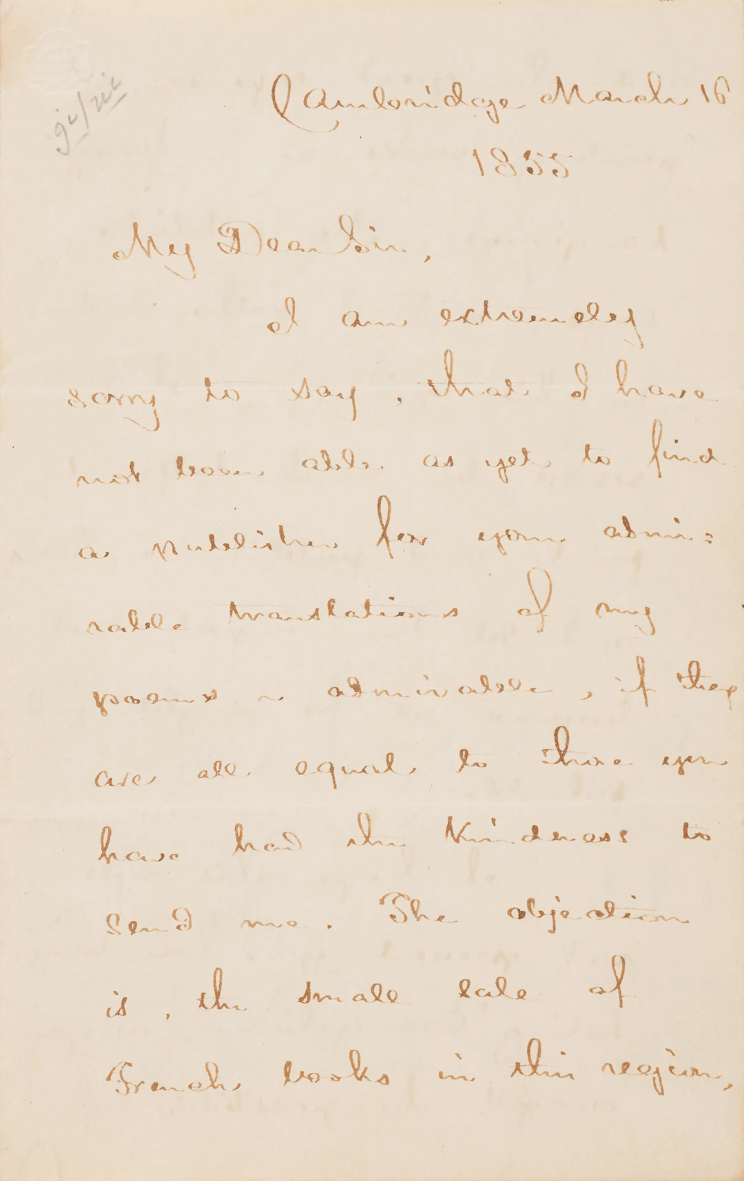 Henry Wadsworth Longfellow Autograph Letter Signed on "admirable translations