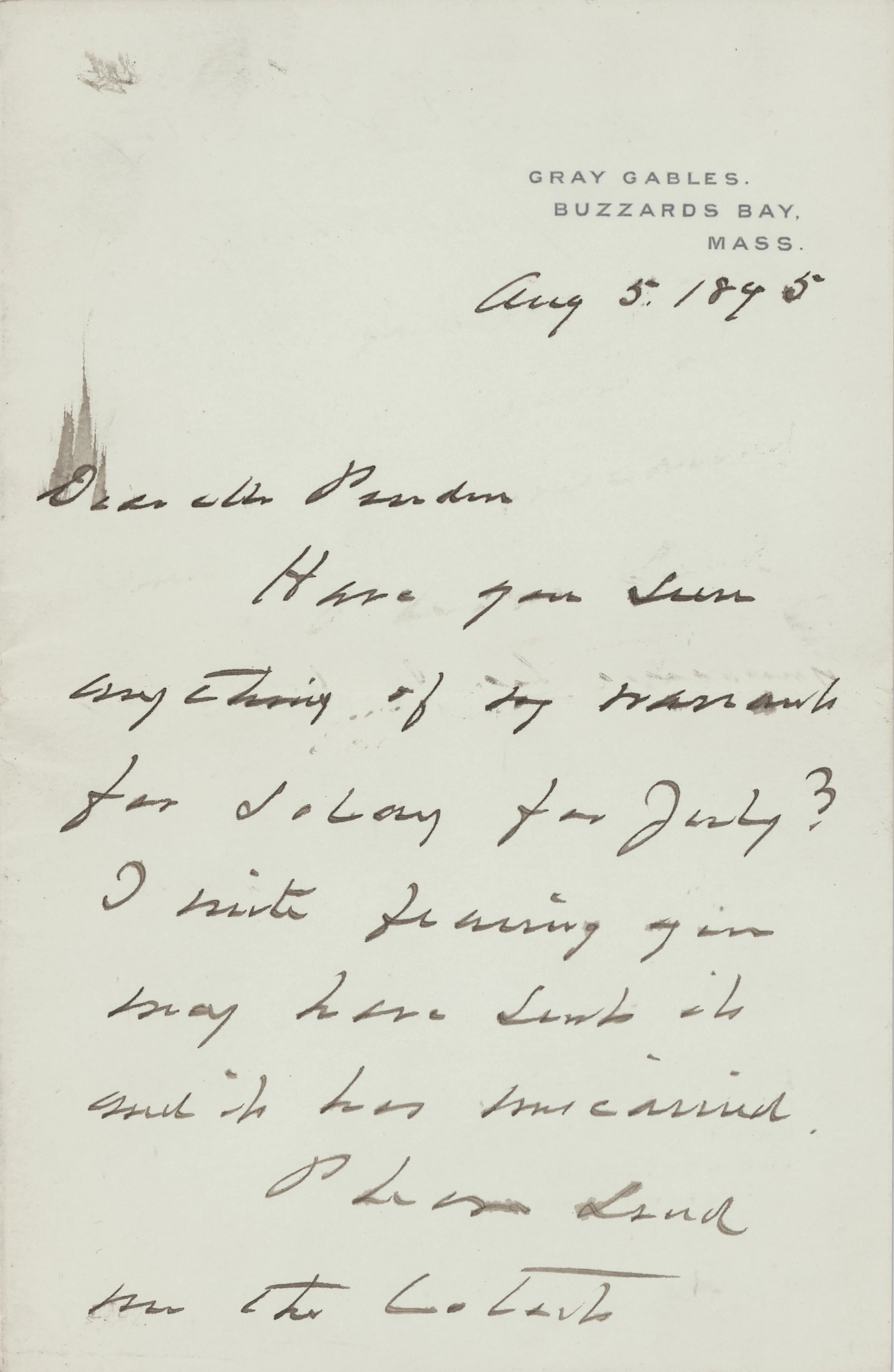 Grover Cleveland Autograph Letter Signed as President