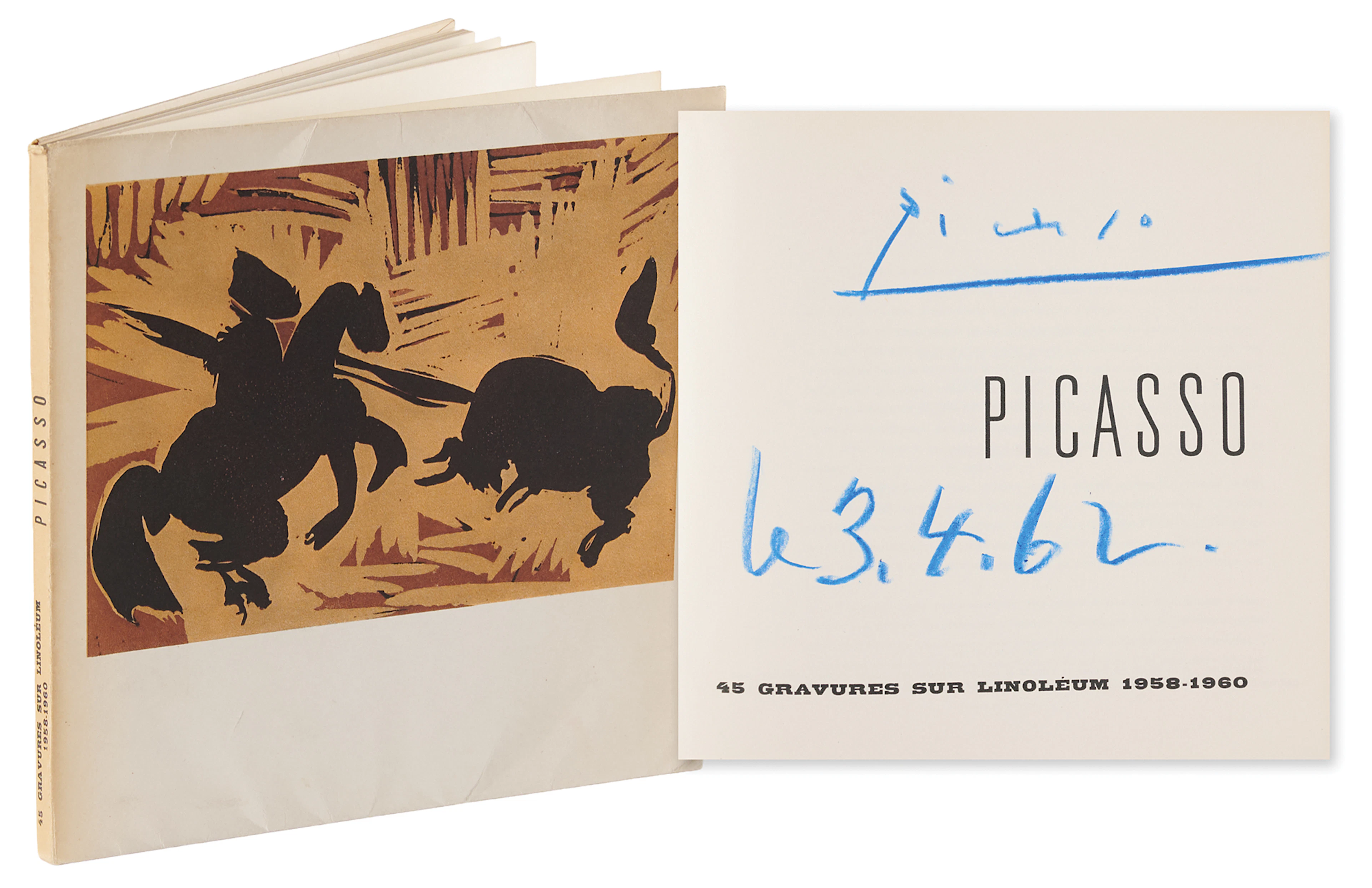 Pablo Picasso Signed Exhibition Catalog: "45 Gravures sur Linoleum, 1958–1960"