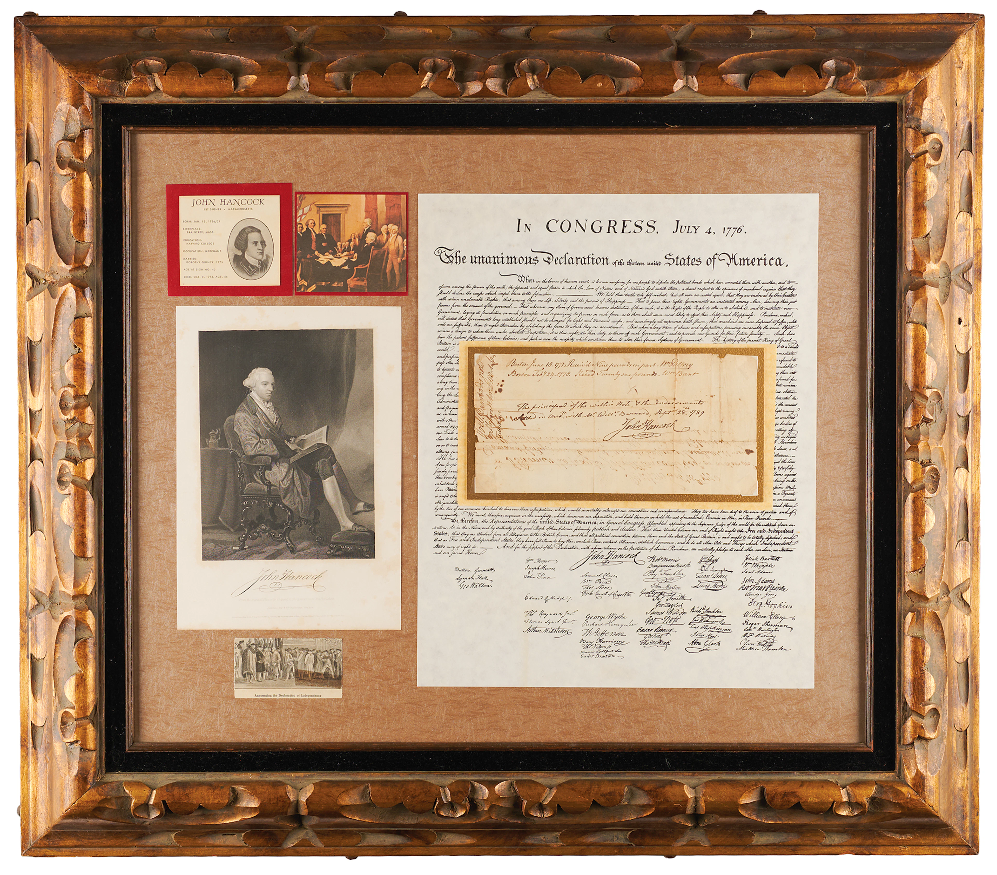 John Hancock Autograph Endorsement Signed (1789) on a Pre-Revolution