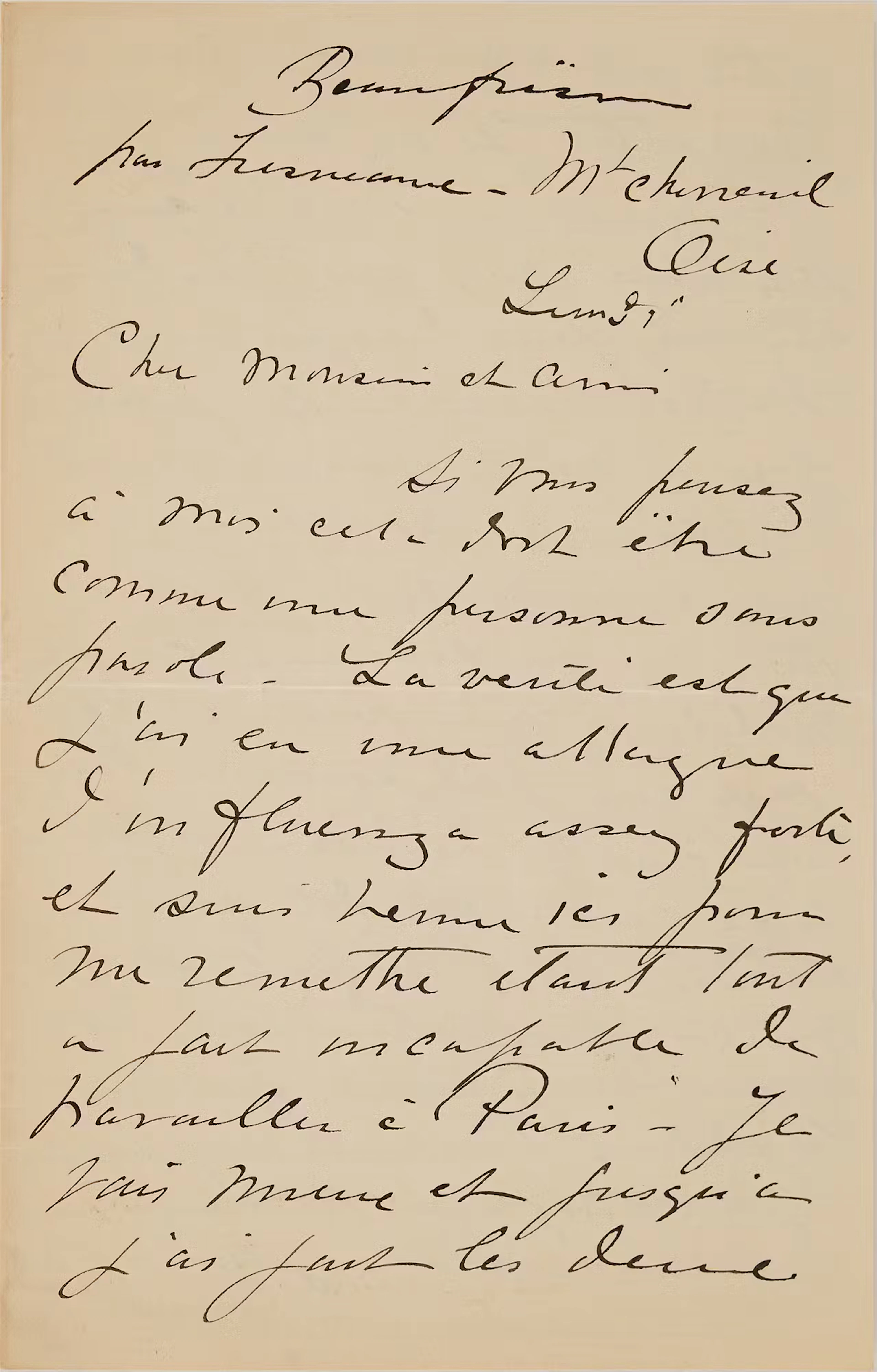 Mary Cassatt Autograph Letter Signed on Painting and Her Child Model