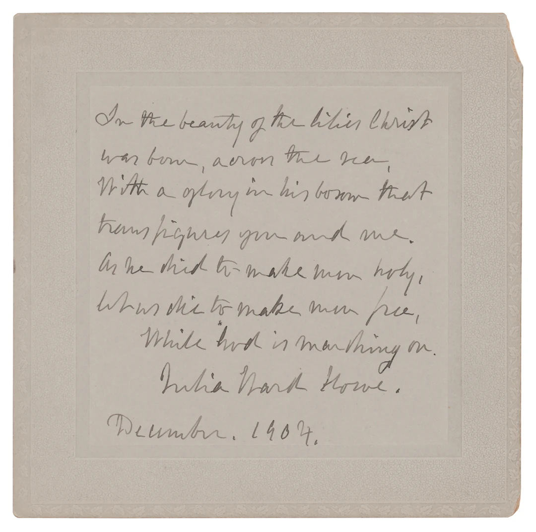 Julia Ward Howe Autograph Quote Signed from 'The Battle Hymn of the Republic'