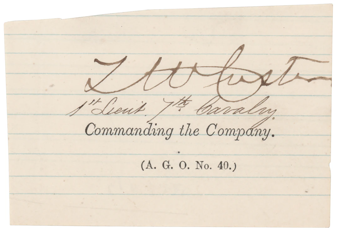 Thomas W. Custer Signature - Two-Time Medal of Honor Recipient, Killed