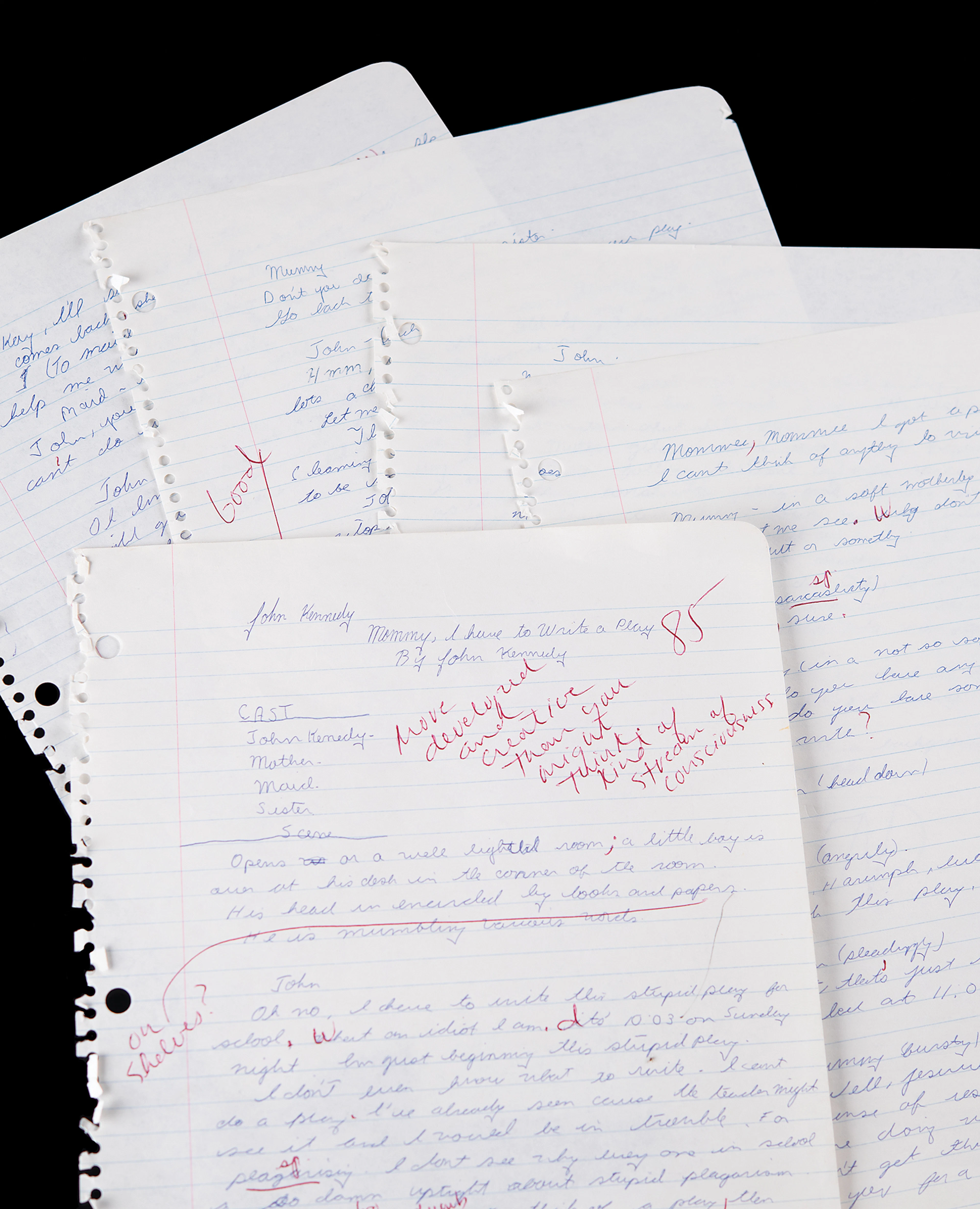 John F. Kennedy, Jr. Autograph Manuscript Signed - Middle School Metafiction