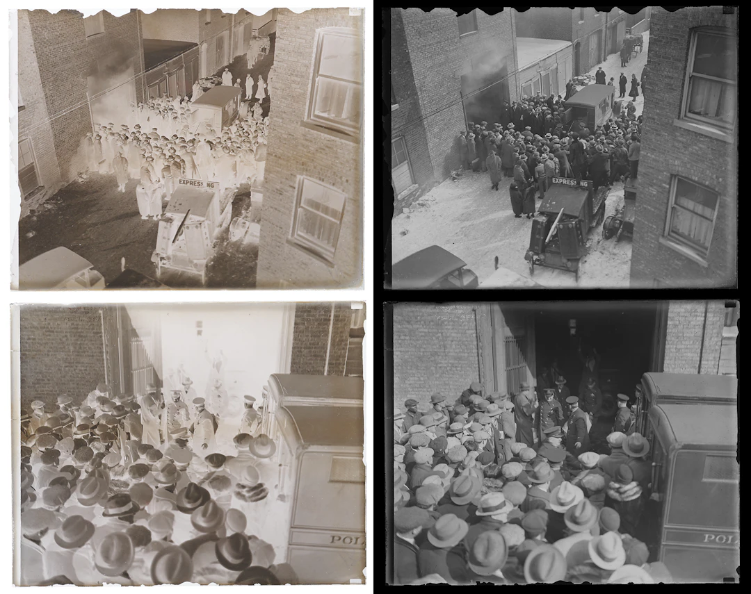 Saint Valentine's Day Massacre (2) Original Glass Plate Negatives