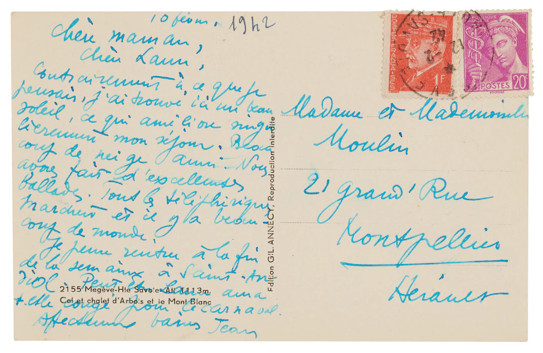 Jean Moulin Autograph Letter Signed - Written From Megève Weeks After