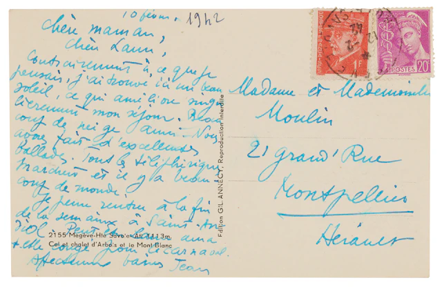 Jean Moulin Autograph Letter Signed - Written From Megève Weeks After