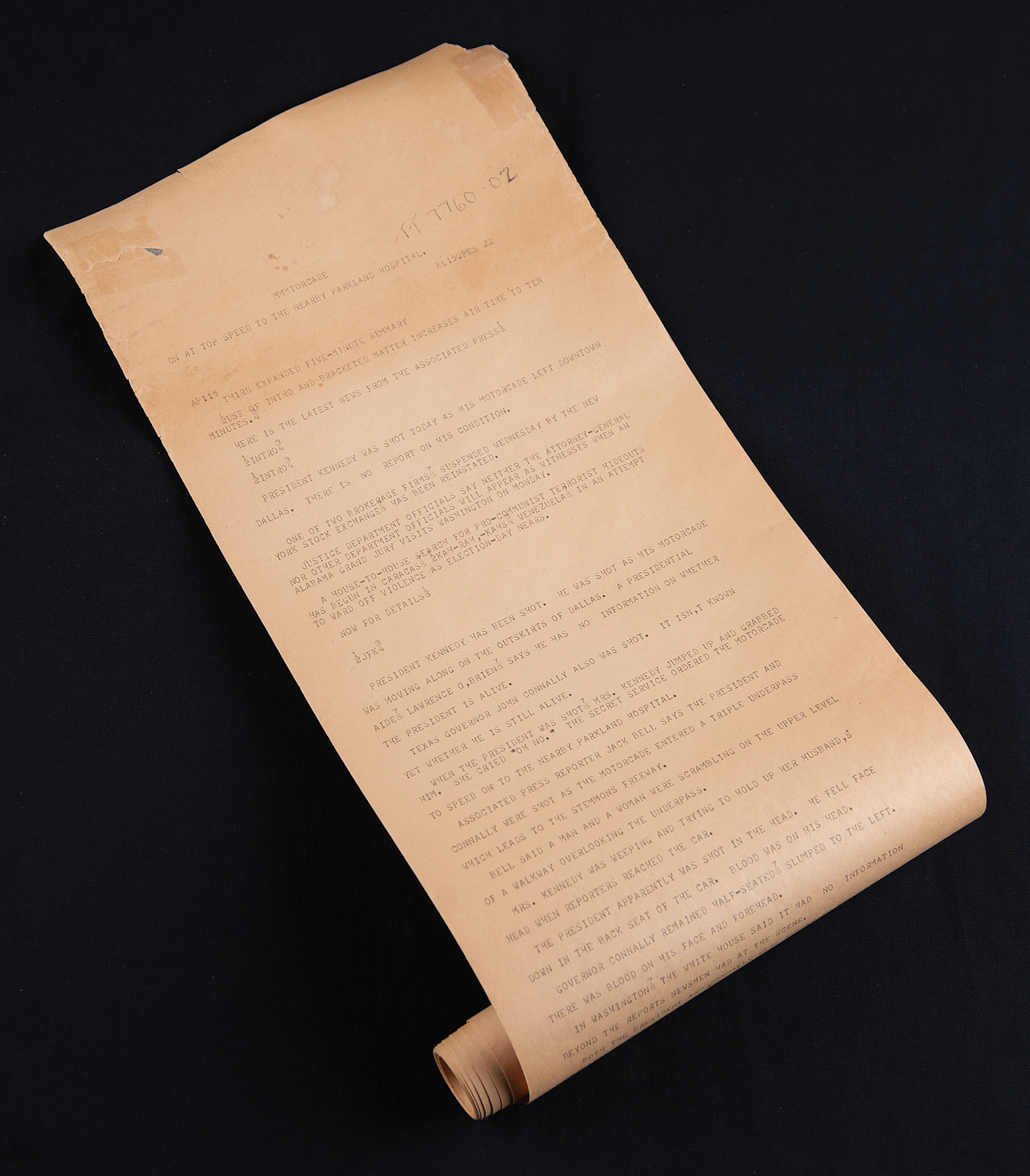 John F. Kennedy Assassination: Associated Press Teletype Roll (6 Feet