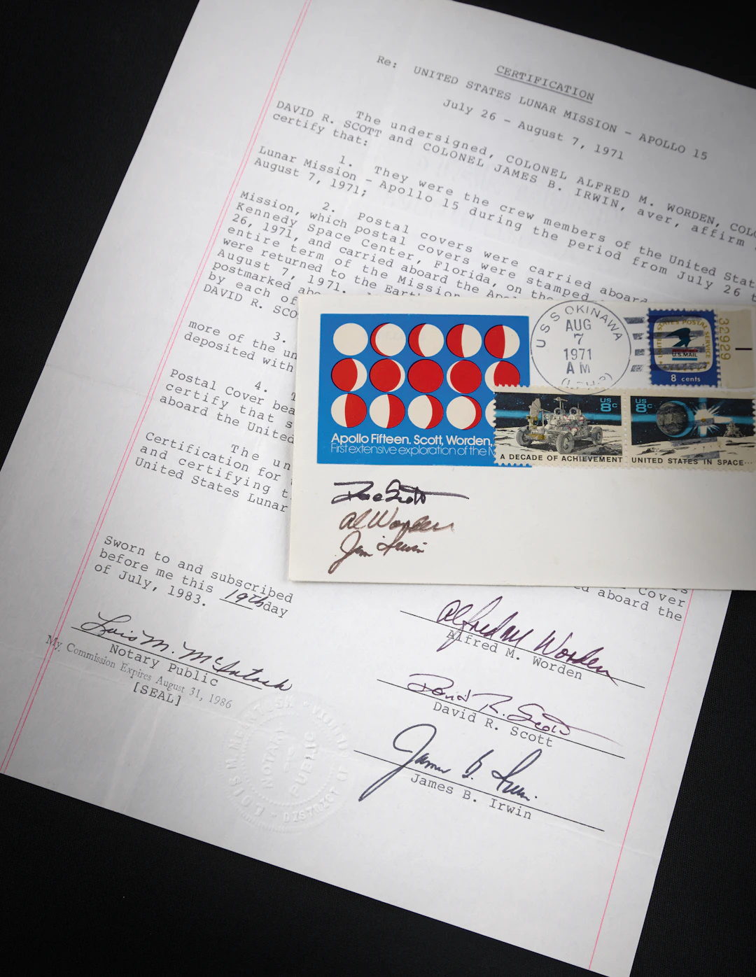 Apollo 15 Flown 'Phases of the Moon' Cover with Crew-Signed Certificate
