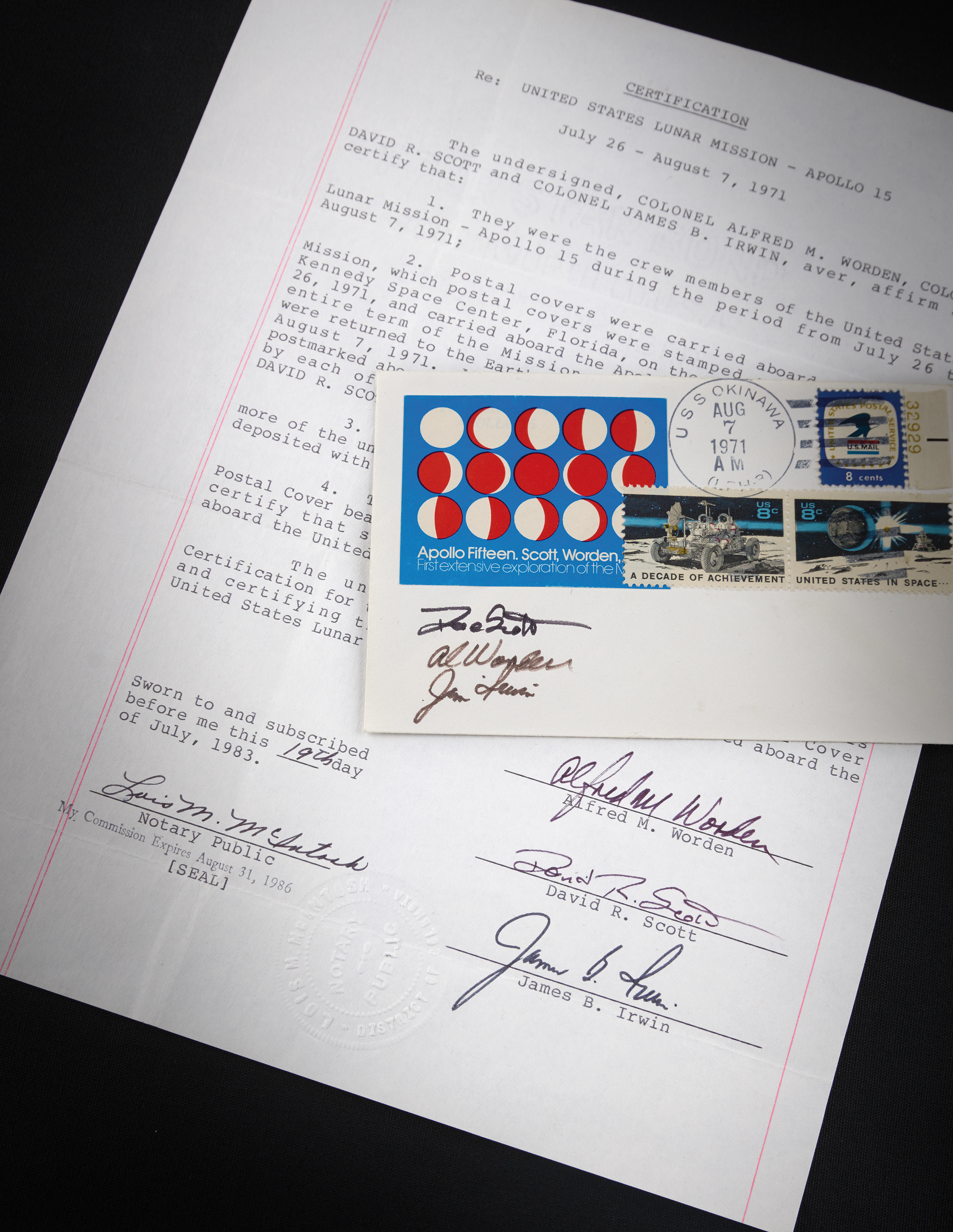 Apollo 15 Flown 'Phases of the Moon' Cover with Crew-Signed Certificate