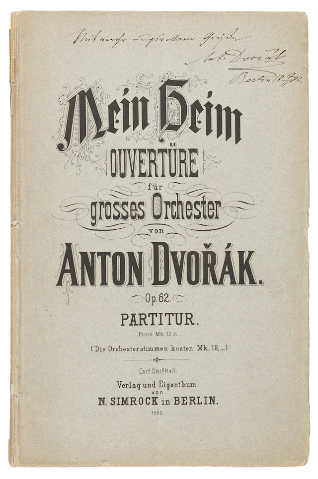 Antonín Dvořák Signed 1882 ‘My Home’ Overture Music Booklet (First Edition)