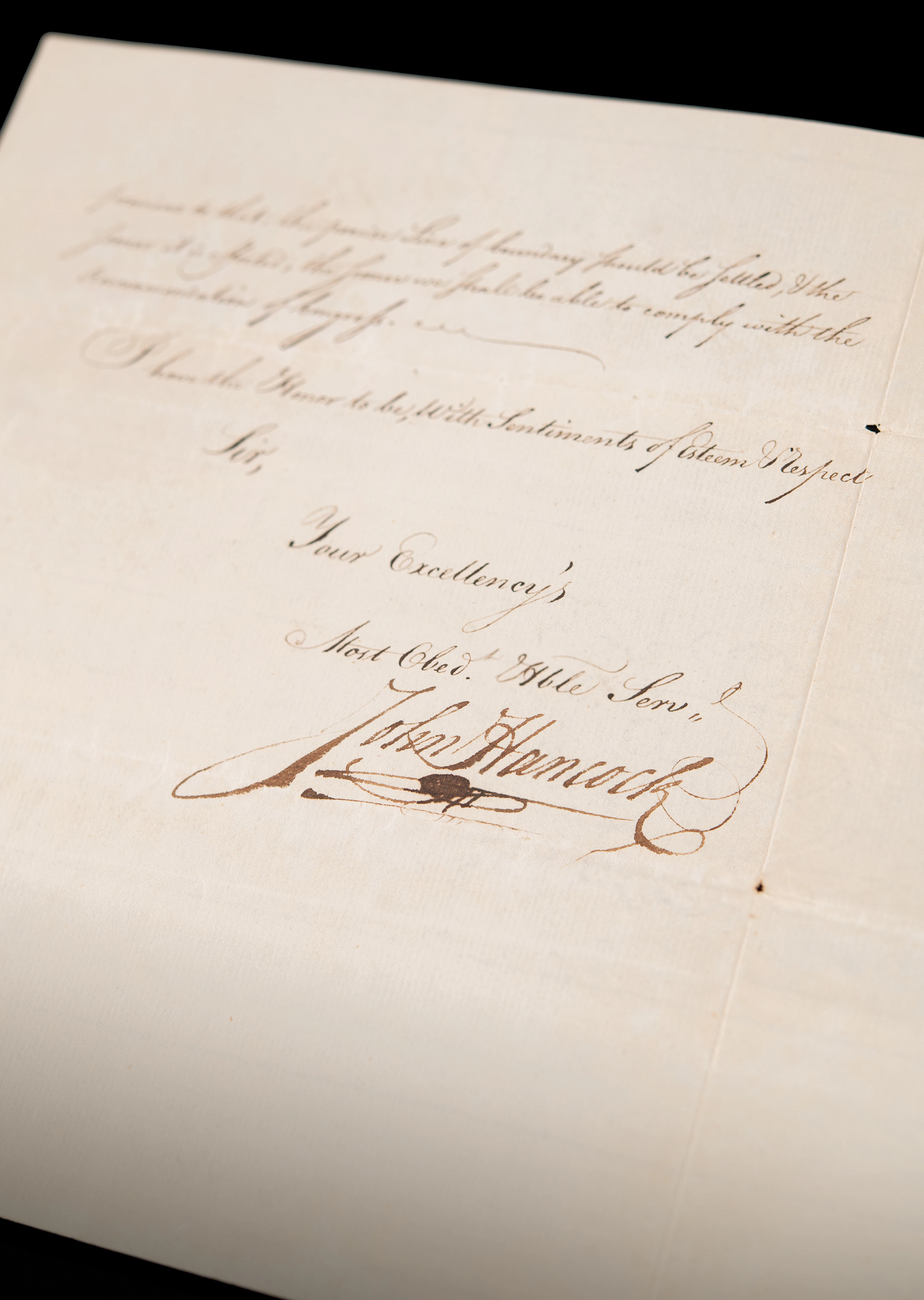 John Hancock Letter Signed as Massachusetts Governor to George Clinton