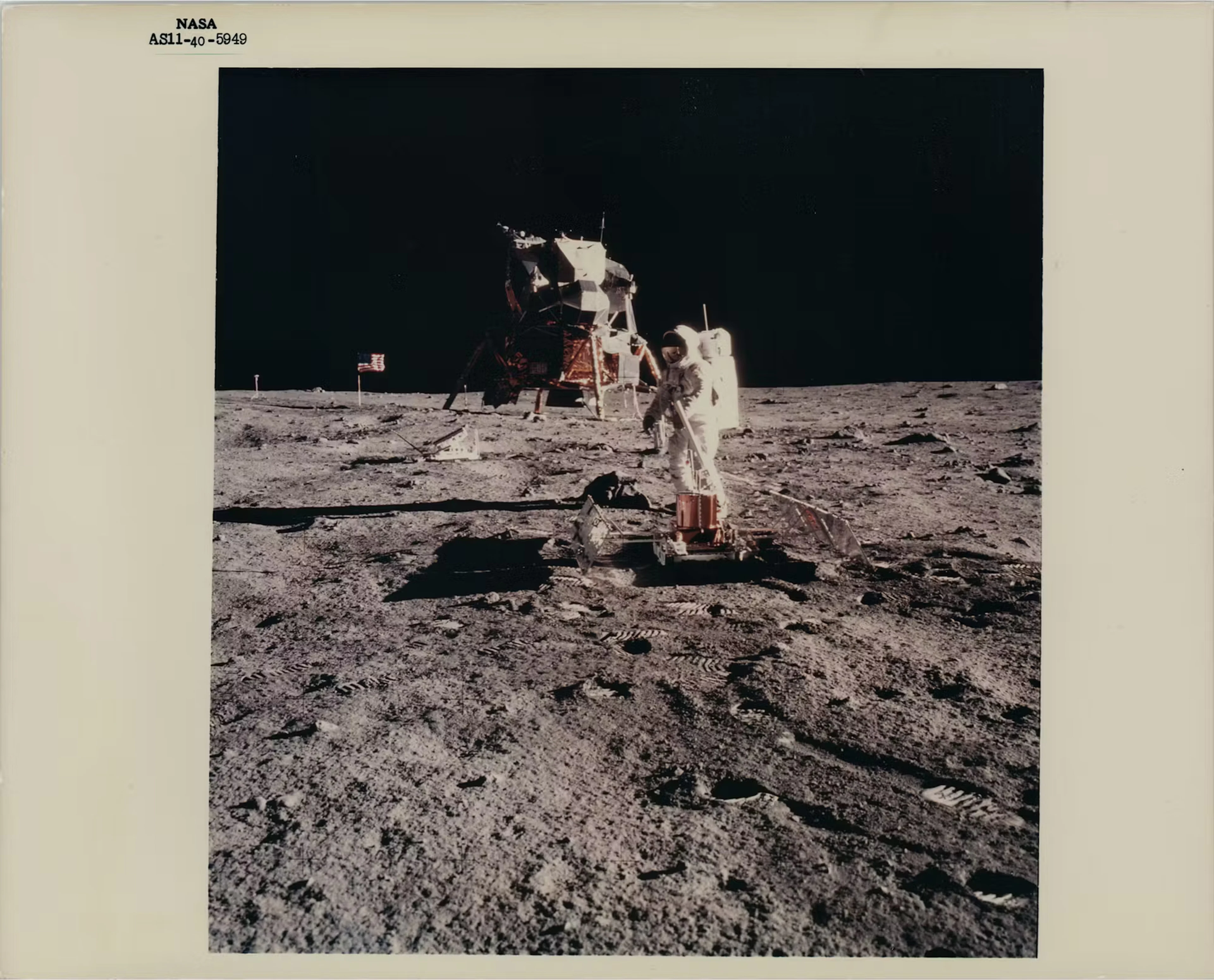 Apollo 11 Original 'Type 1' Photograph - Buzz Aldrin Deploying PSEP