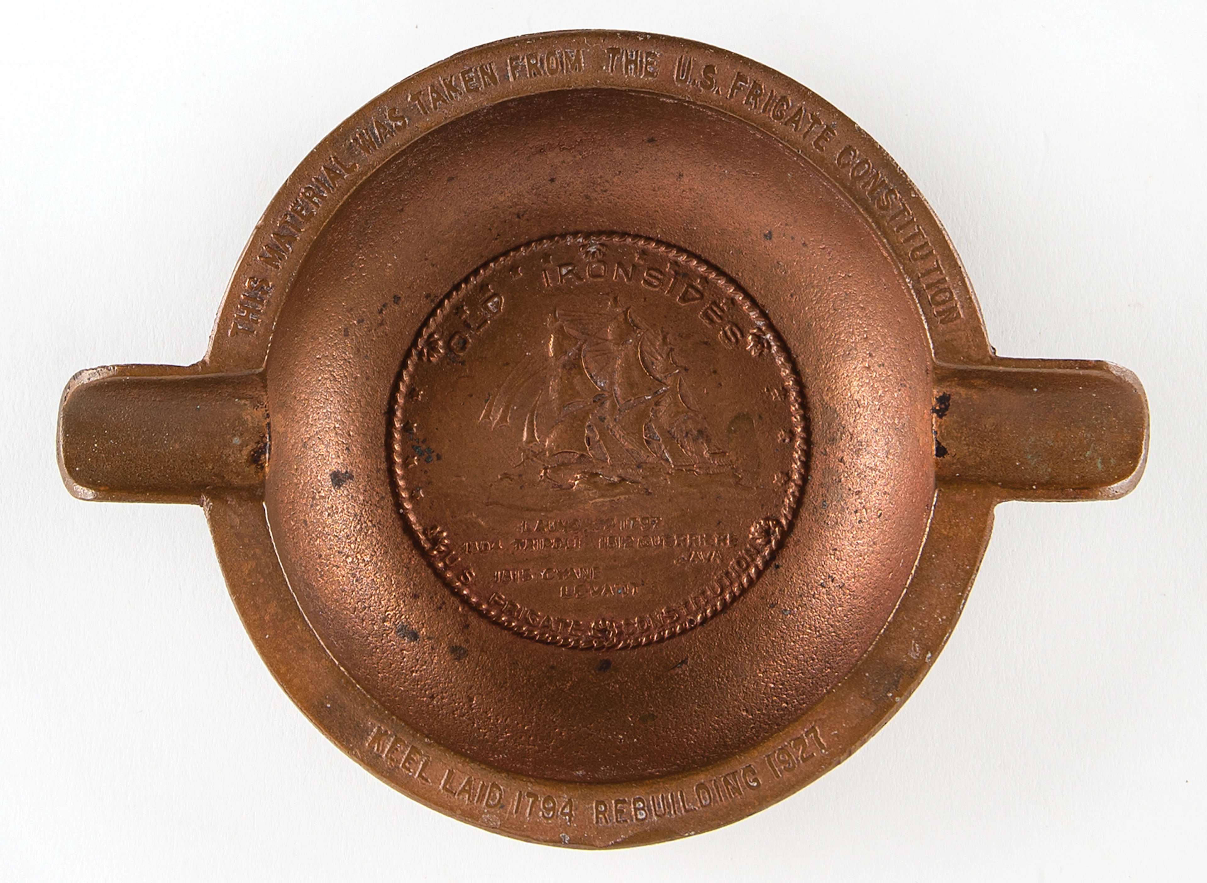 USS Constitution 1927 Restoration Relic Bronze Ashtray