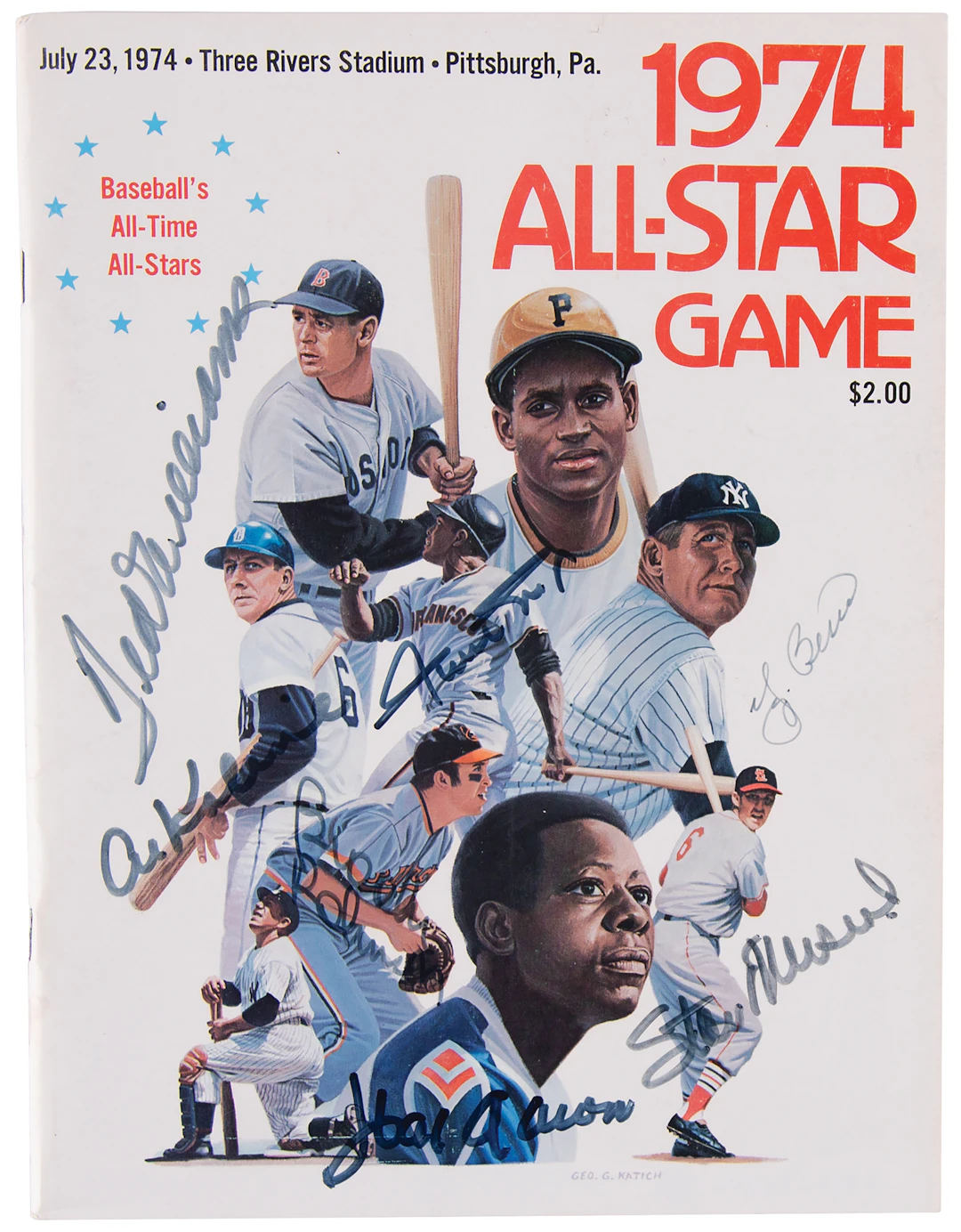 Baseball Hall of Famers Signed 1974 All-Star Game Program with Ted