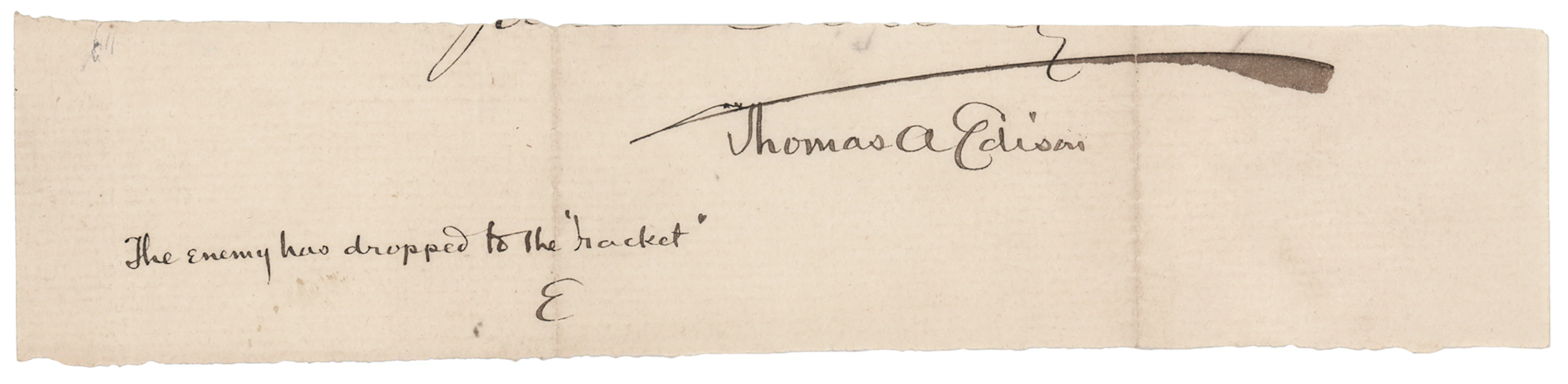 Thomas Edison Signature with Handwritten Postscript - "The enemy has