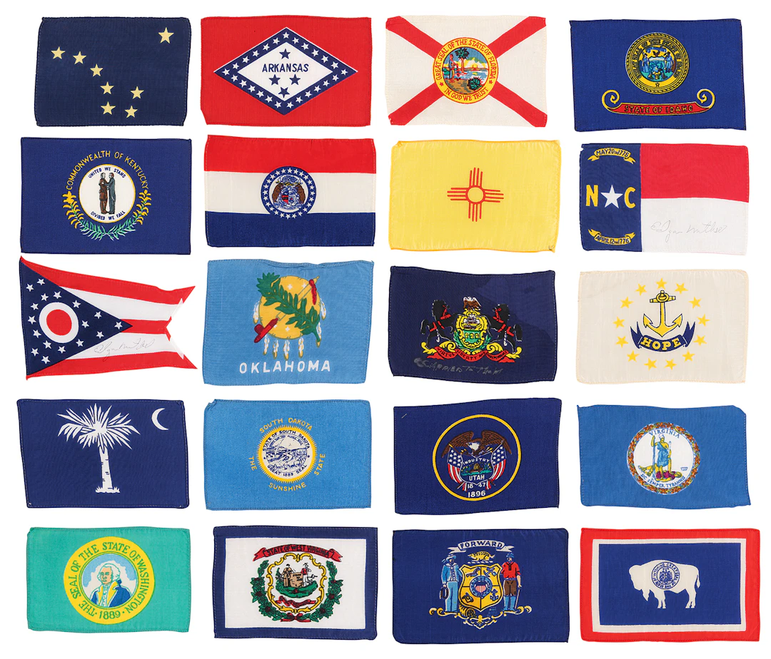 Apollo 14 Flown State Flags (20) - From the Personal Collection of