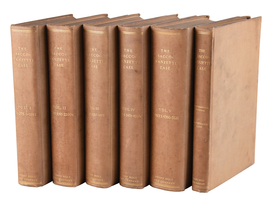 Sacco and Vanzetti Six-Volume Trial Record and Supplemental Bridgewater