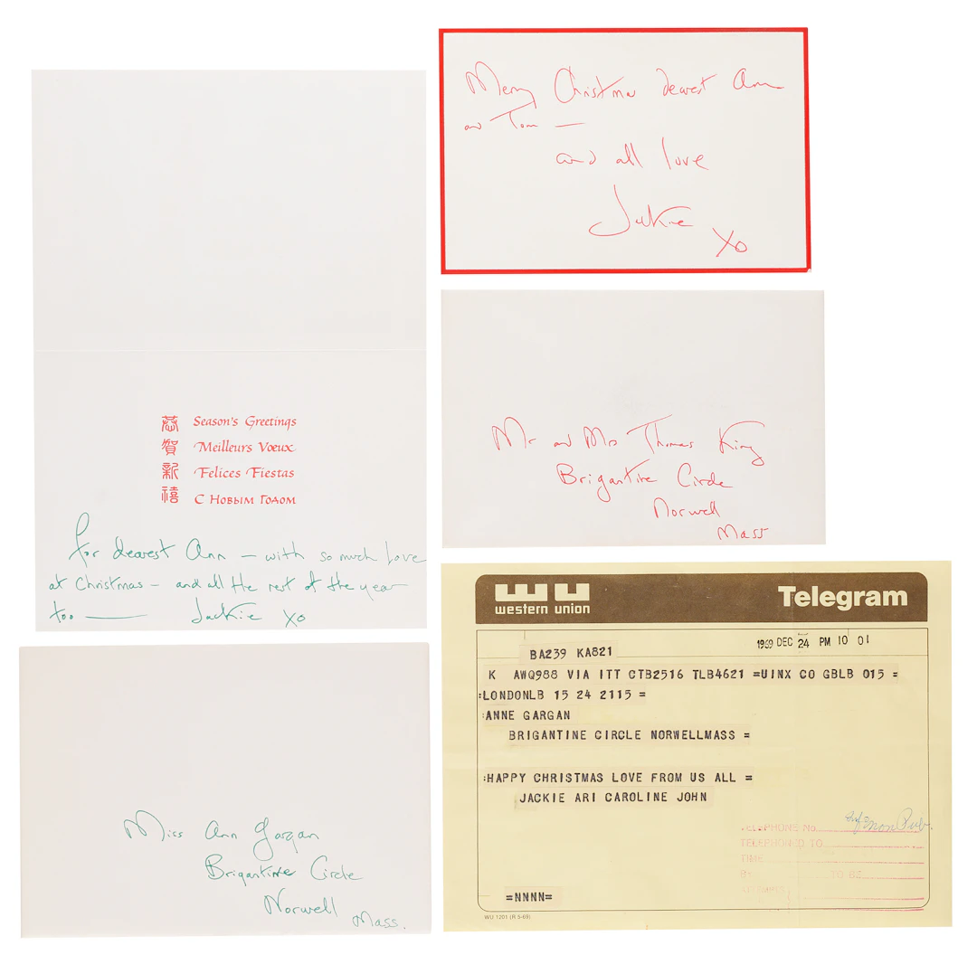 Jacqueline Kennedy (2) Signed Christmas Cards to JFK's Cousin Ann Gargan