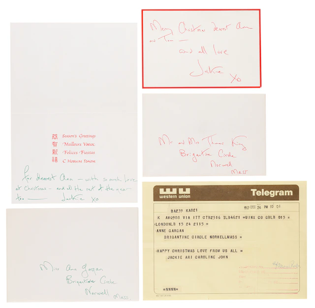 Jacqueline Kennedy (2) Signed Christmas Cards to JFK's Cousin Ann Gargan