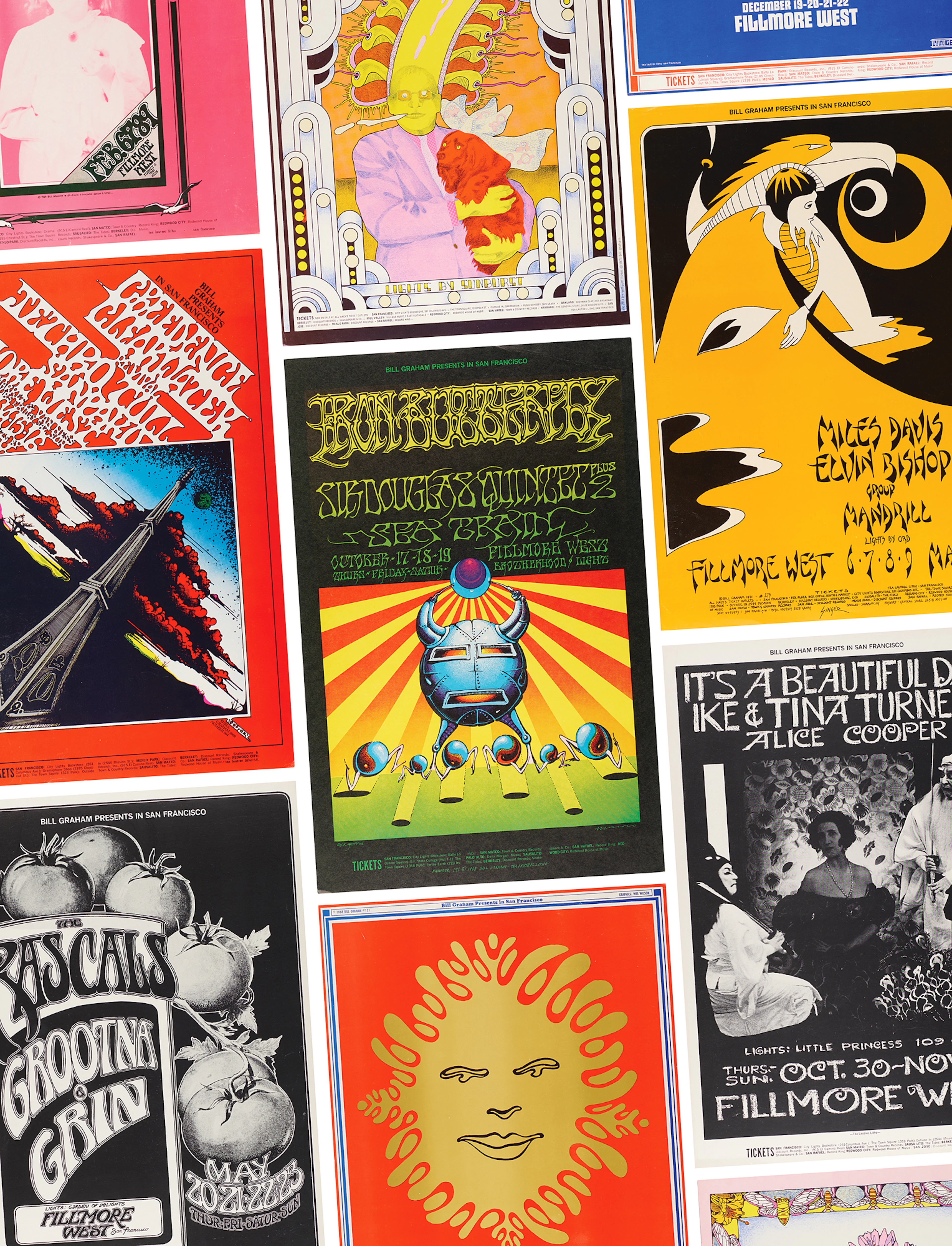 Fillmore West: (10) Bill Graham Concert Posters, with The Byrds, Iron