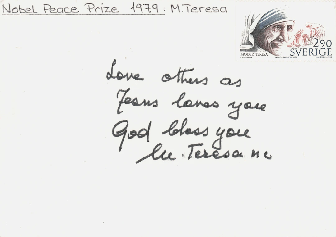 Mother Teresa Autograph Quote Signed