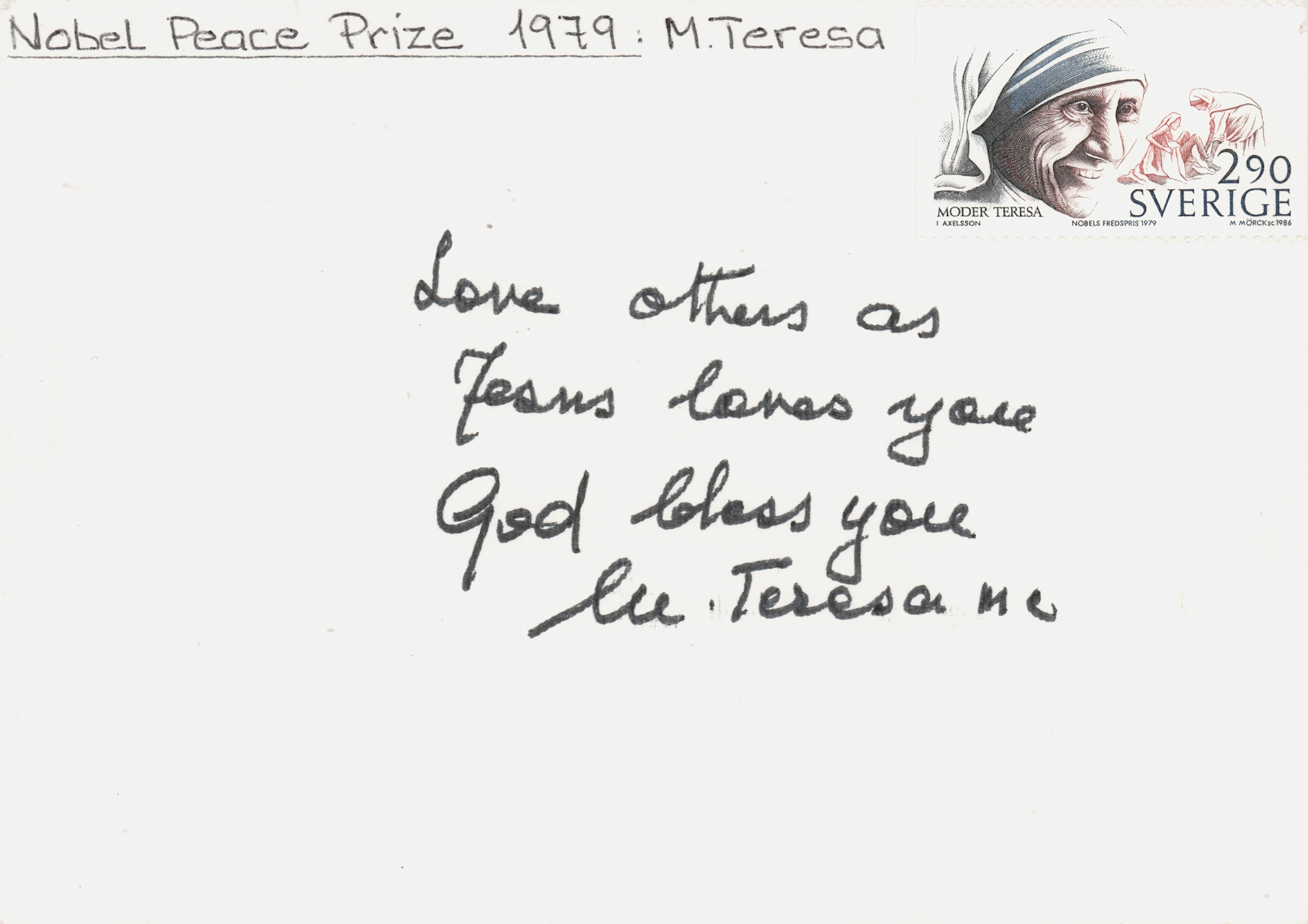 Mother Teresa Autograph Quote Signed