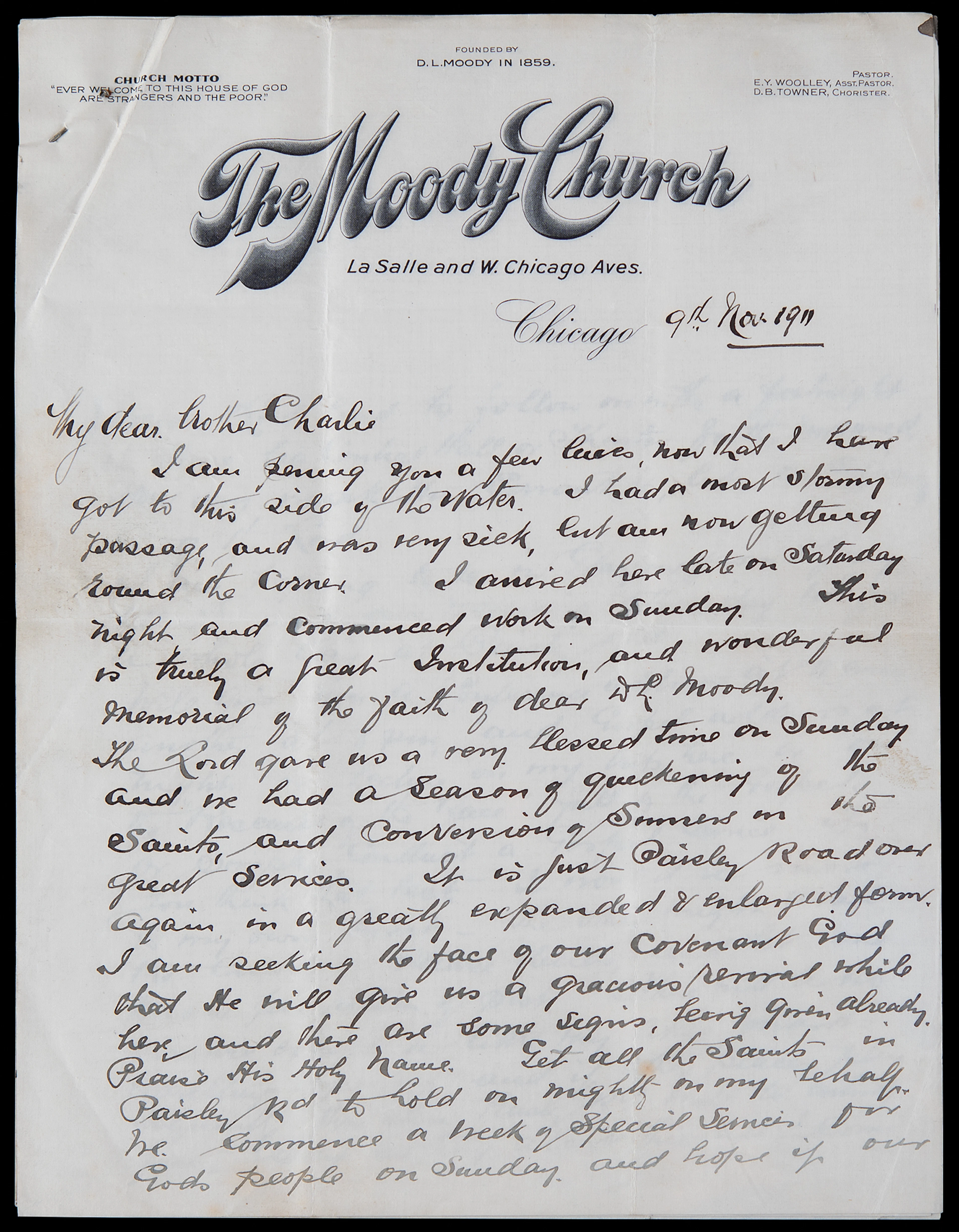 Titanic: John Harper Rare Autograph Letter Signed from Chicago’s Moody