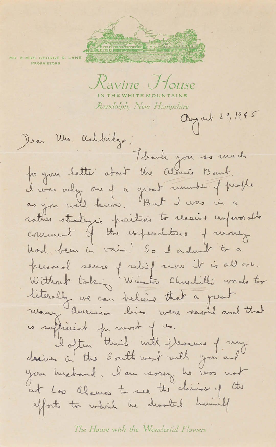James B. Conant Autograph Letter Signed on the Atomic Bomb - "Without