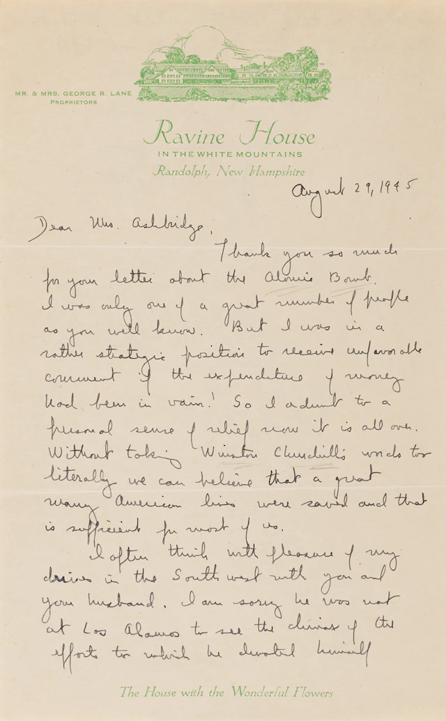 James B. Conant Autograph Letter Signed on the Atomic Bomb - "Without