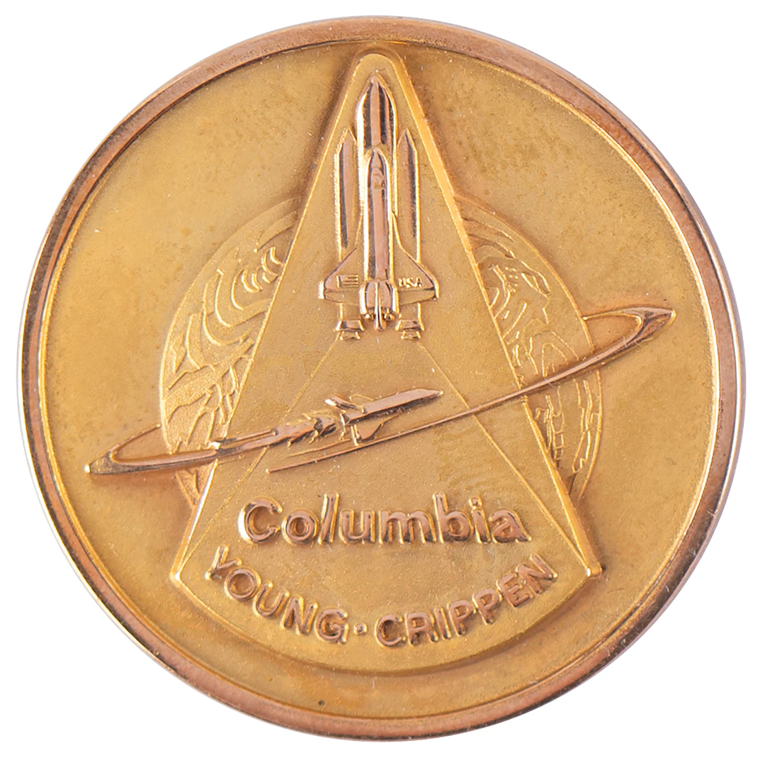 STS-1 Flown Gold Robbins Medallion - From the Personal Collection