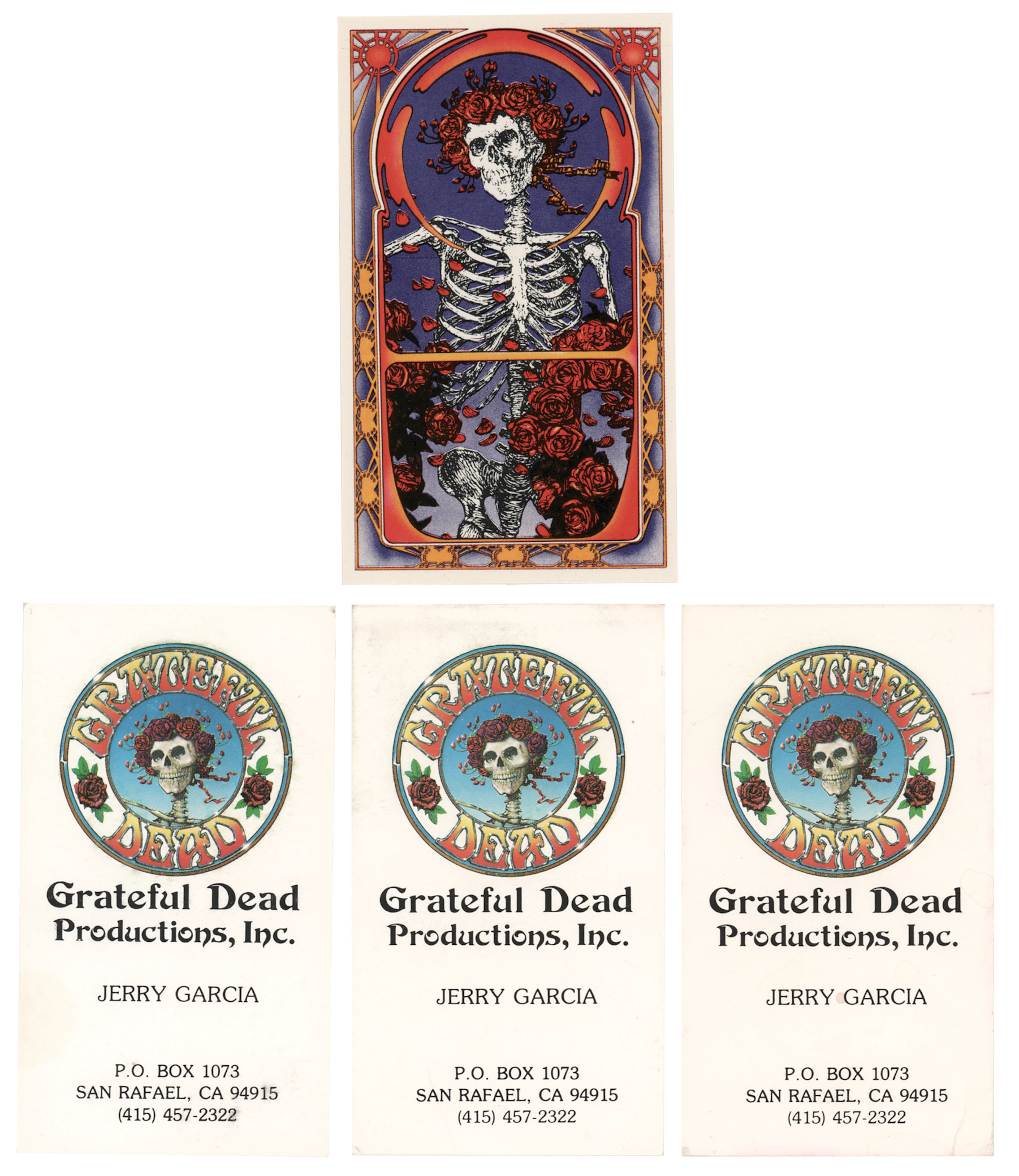 Grateful Dead: Jerry Garcia (3) Grateful Dead Productions, Inc. Business Cards