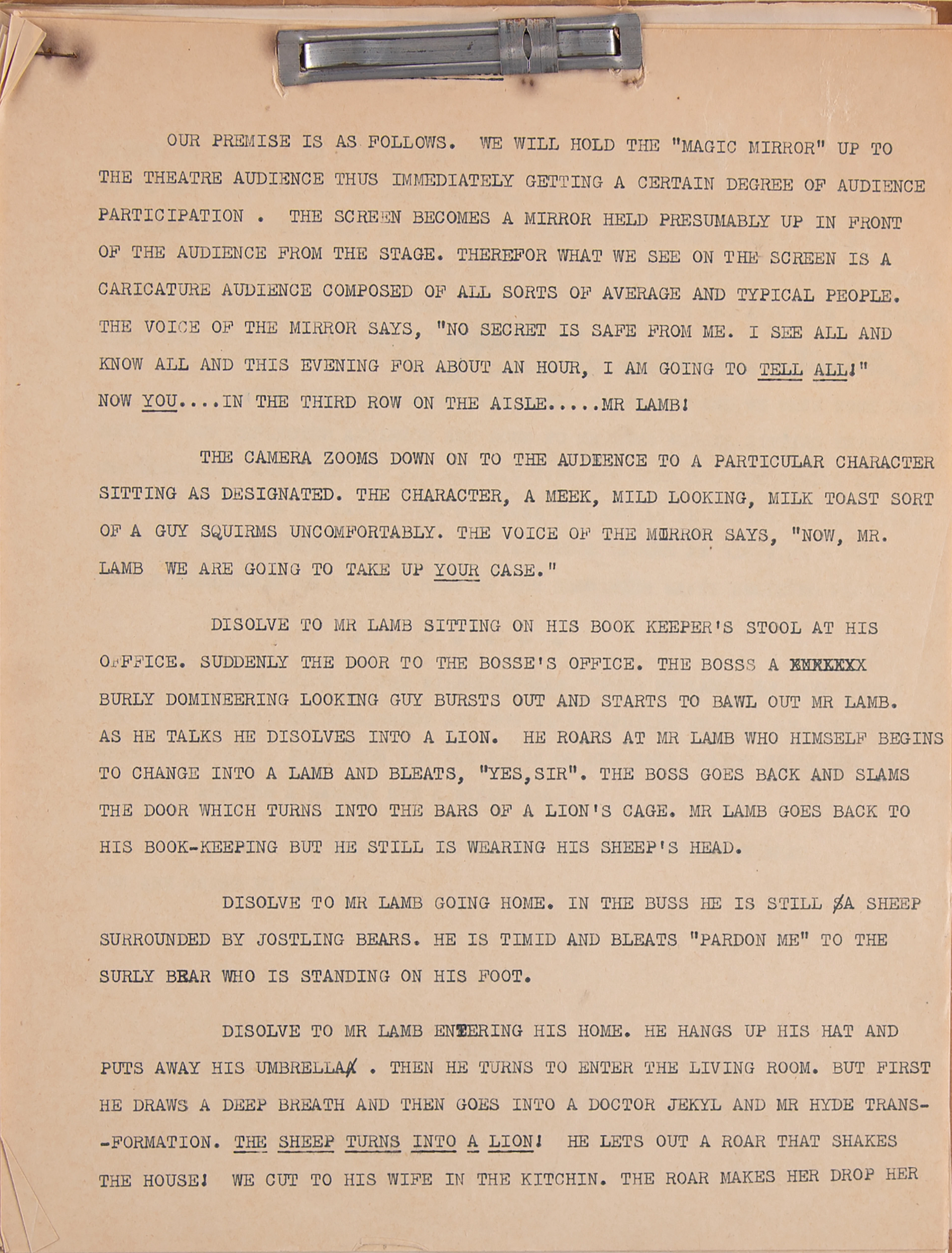 Walt Disney Studios: Story Concept for the "Magic Mirror" by Joe Grant