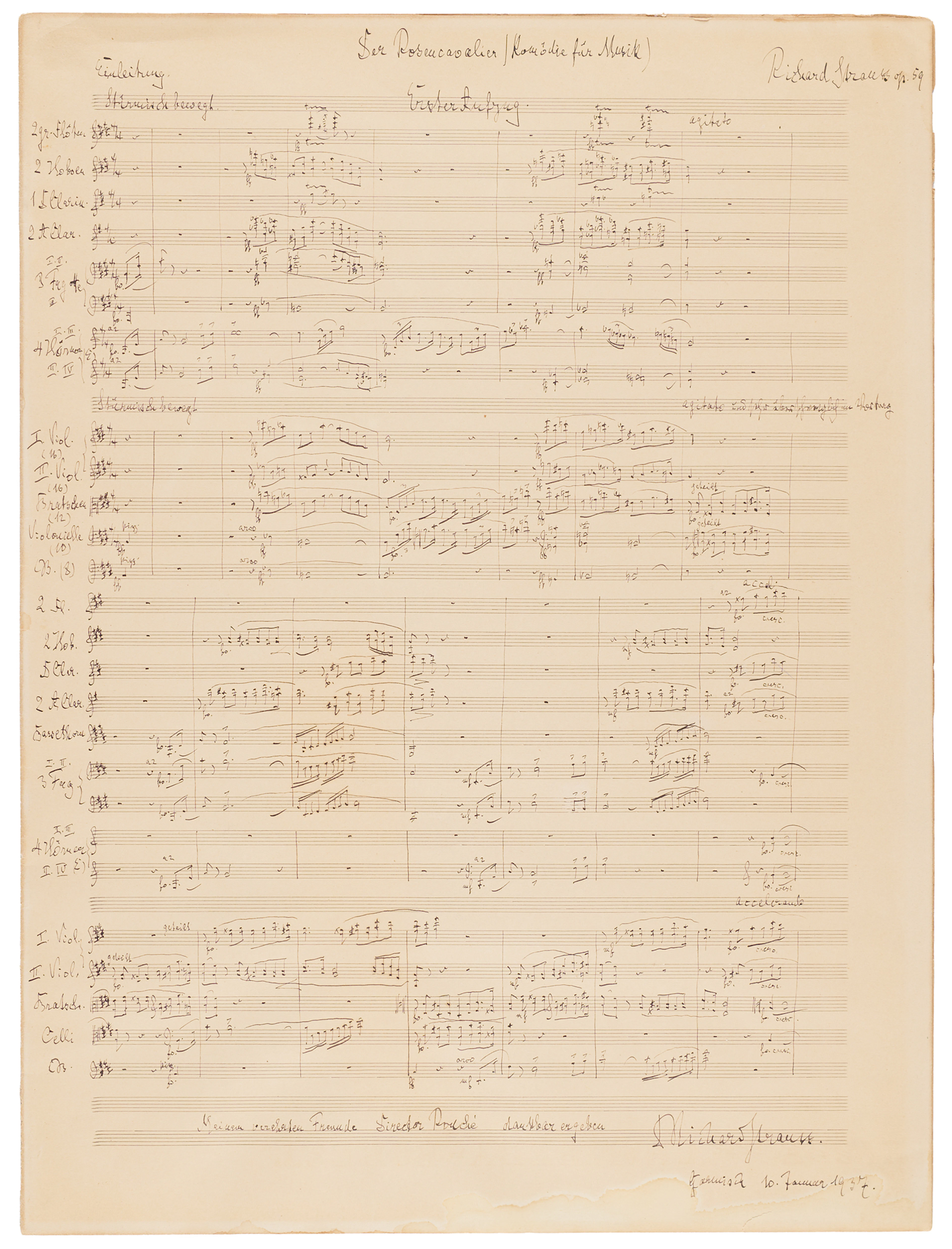 Richard Strauss Autograph Musical Manuscript for "Der Rosencavalier,"