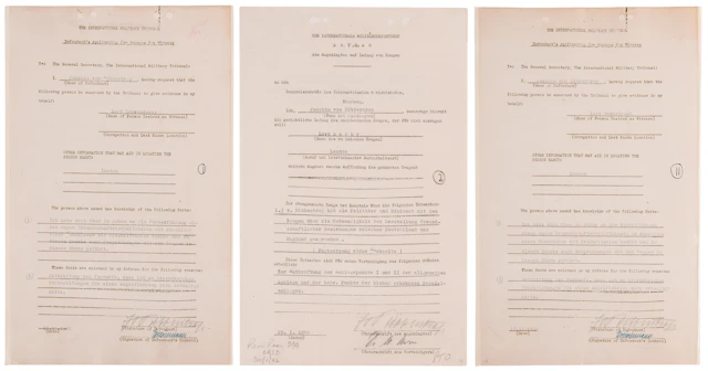Joachim von Ribbentrop (3) Documents Signed at Nuremberg, Seeking