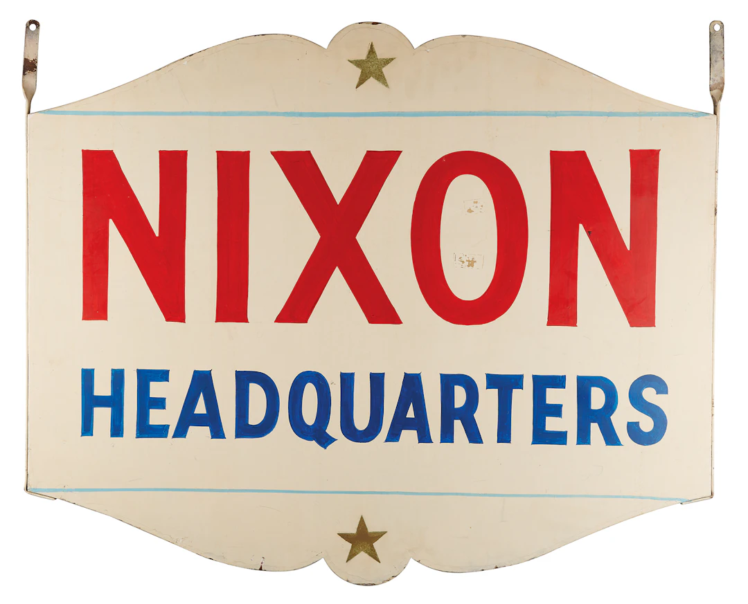 Richard Nixon 1968 Campaign Headquarters Sign from Bucks County, PA