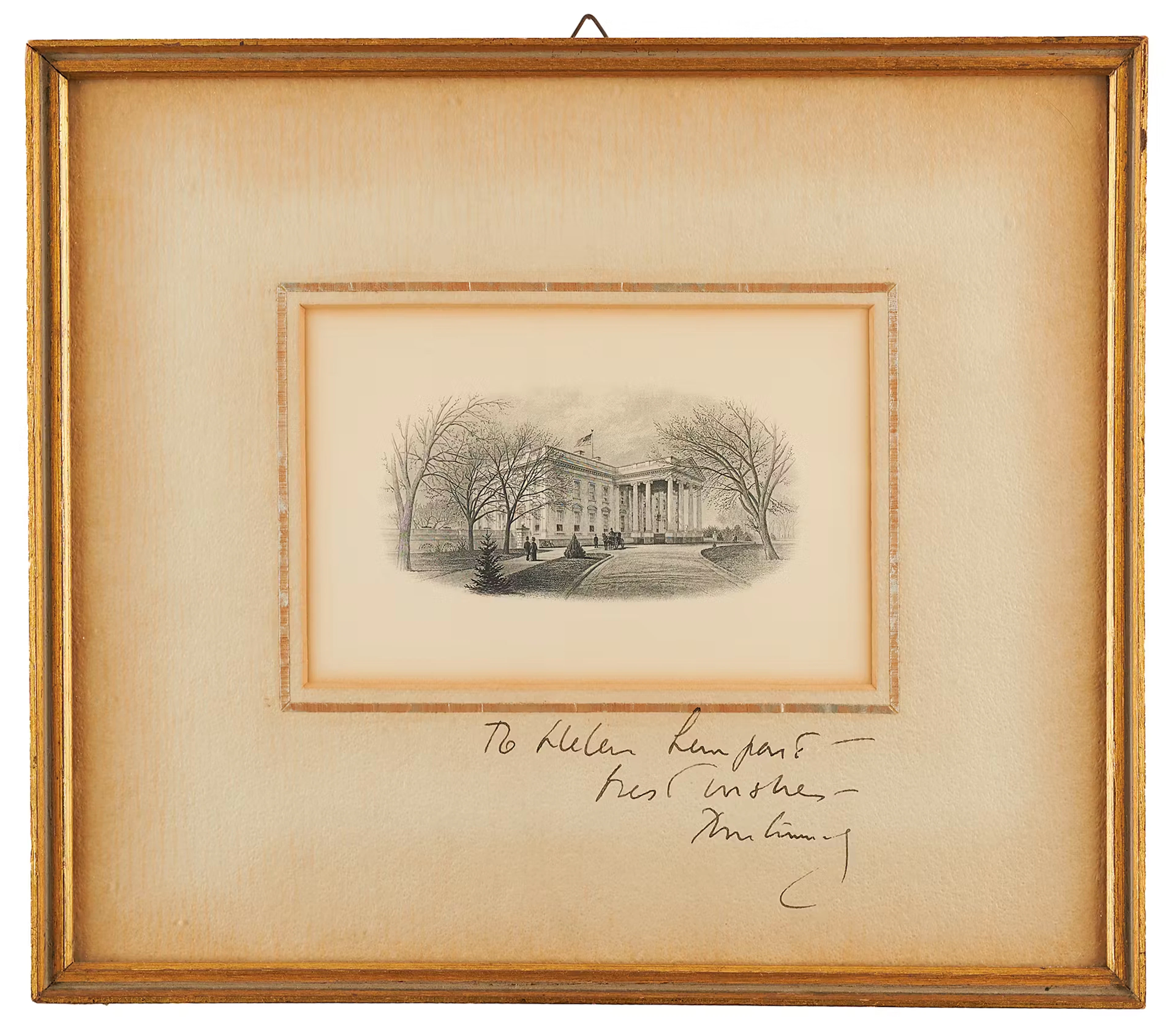 John F. Kennedy Signed Engraving - 1962 Christmas Gift to a White House Staffer