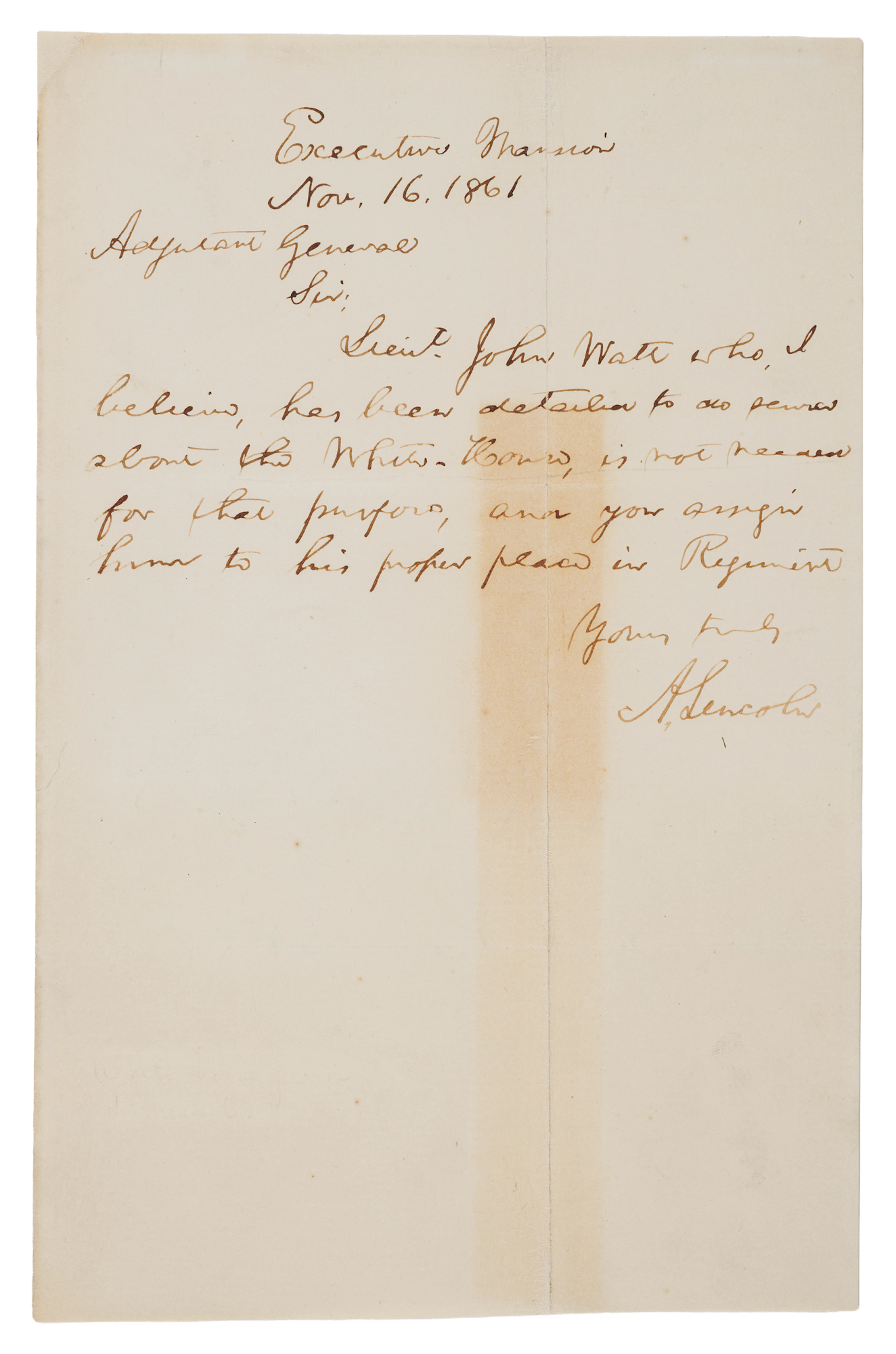 Abraham Lincoln Autograph Letter Signed as President (1861), with