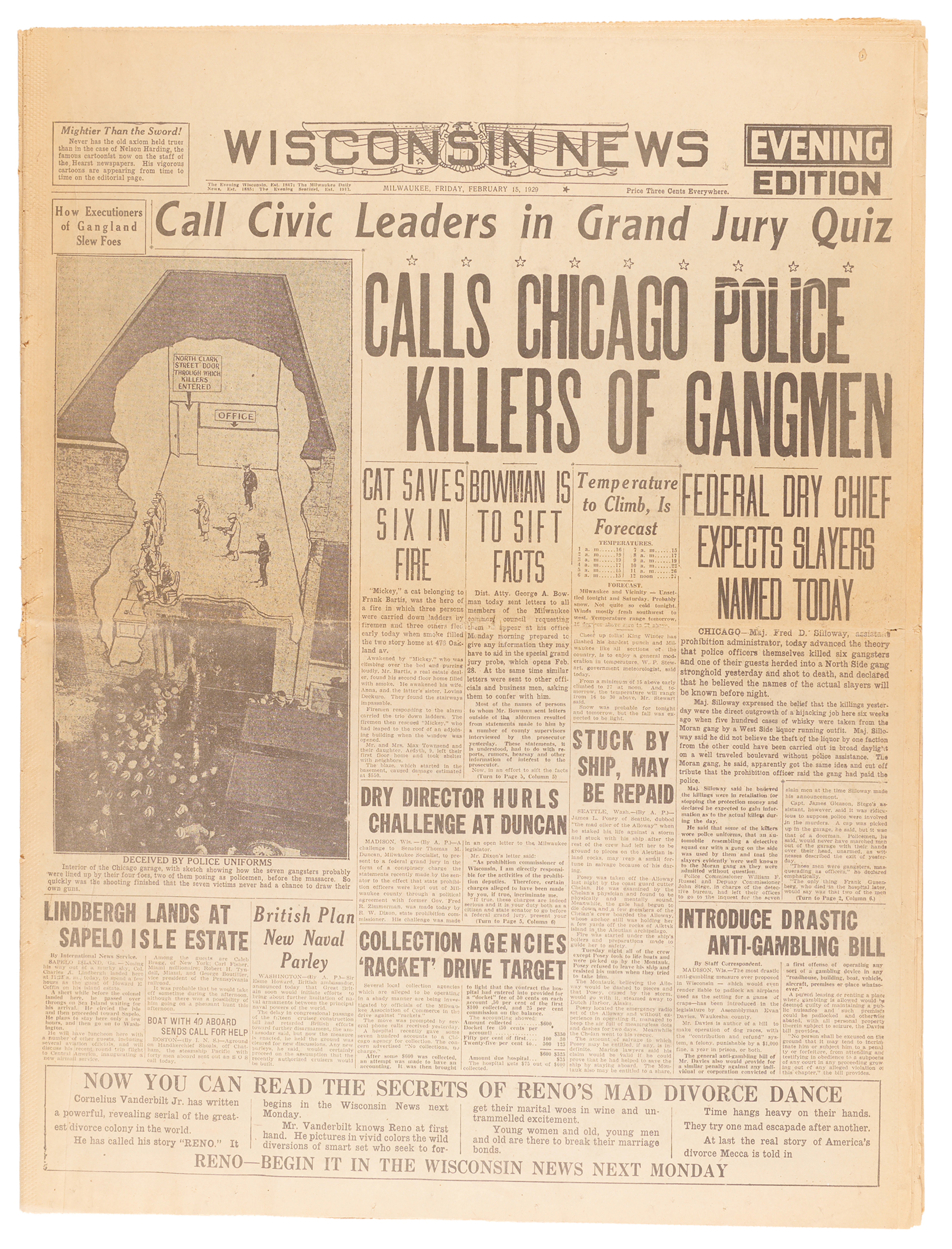 Saint Valentine's Day Massacre: Wisconsin News Newspaper (February