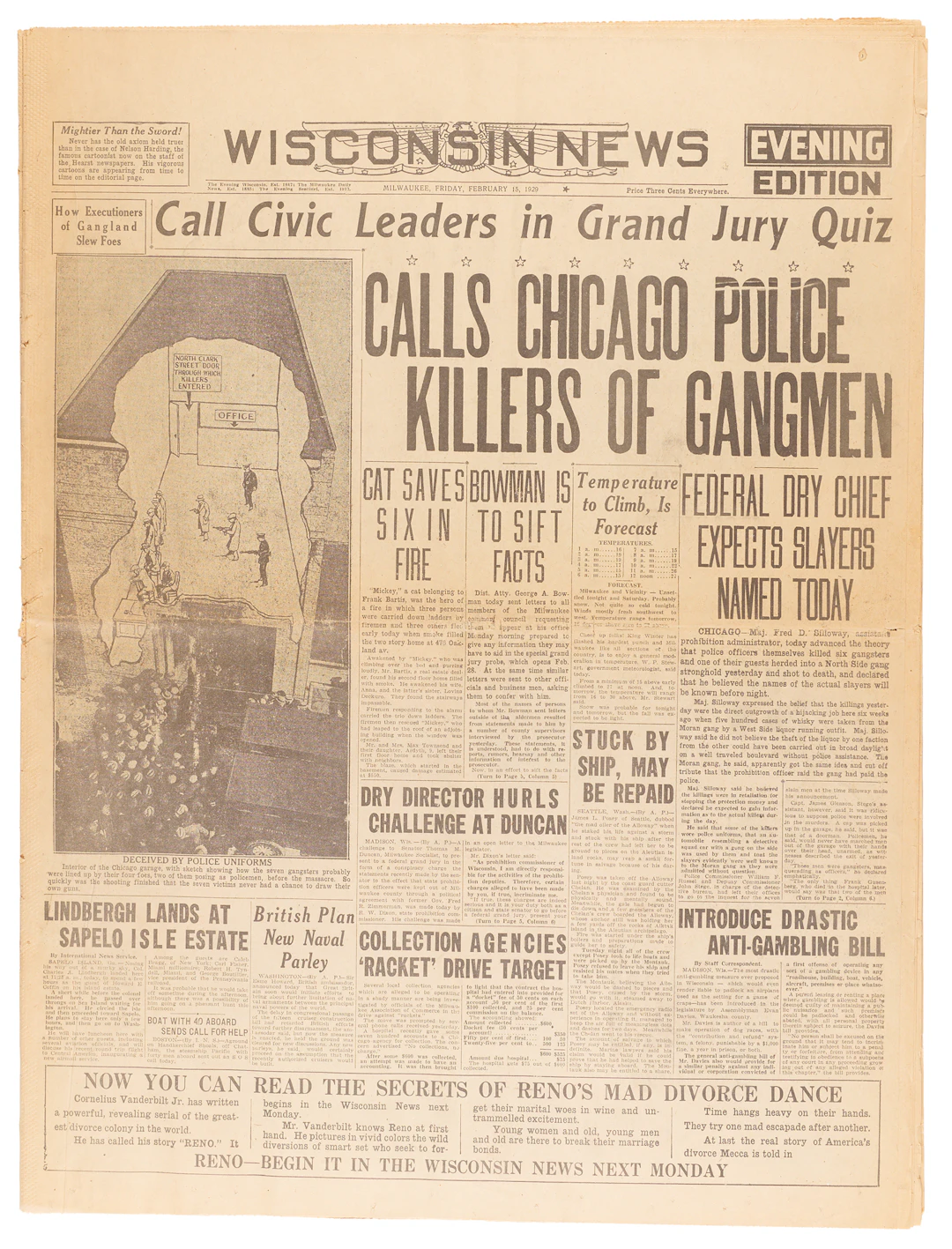 Saint Valentine's Day Massacre: Wisconsin News Newspaper (February